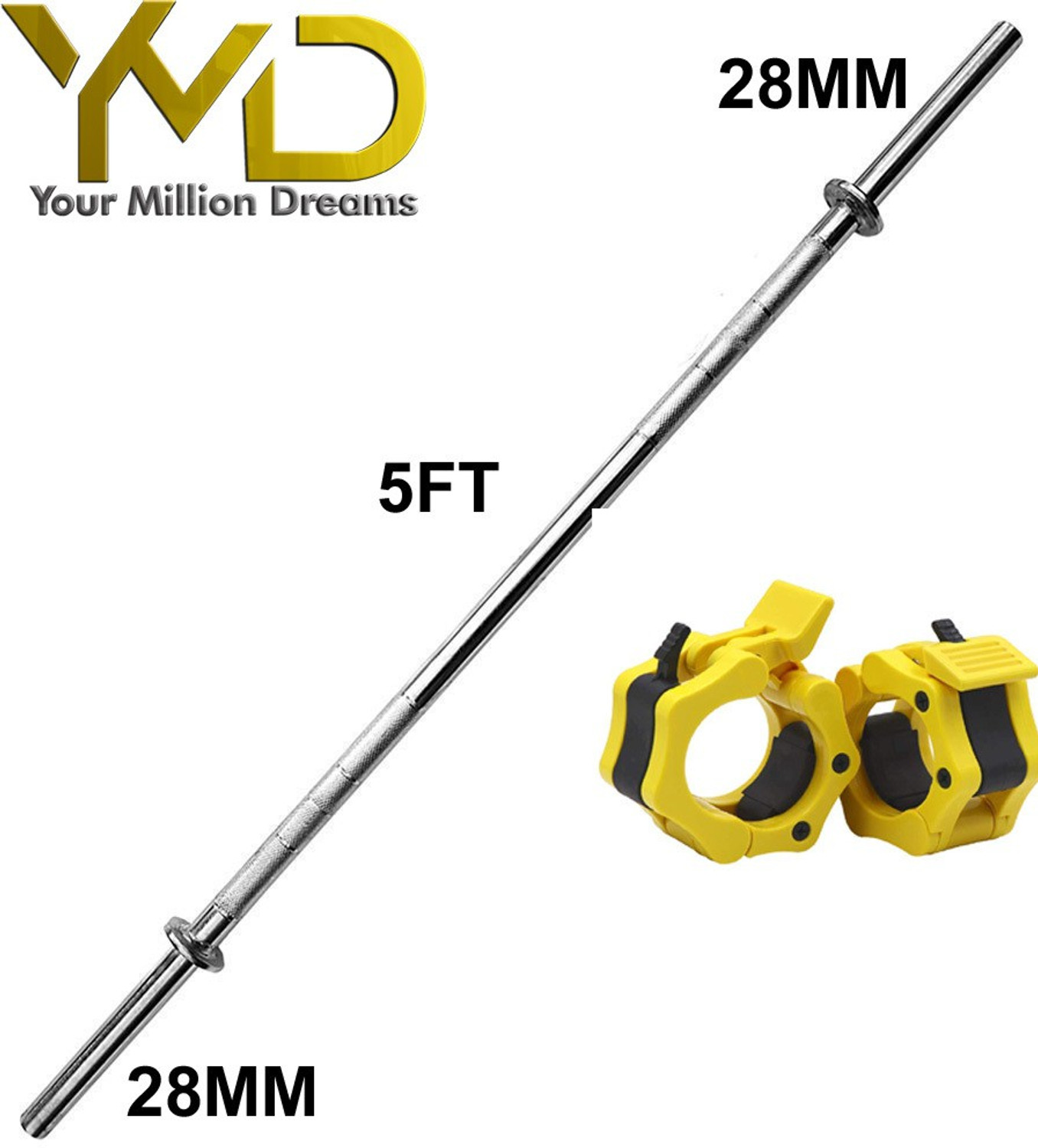 Image of YMD 5FT Straight 28mm weightlifting rod With Barbell Clamps Weight Lifting Bar