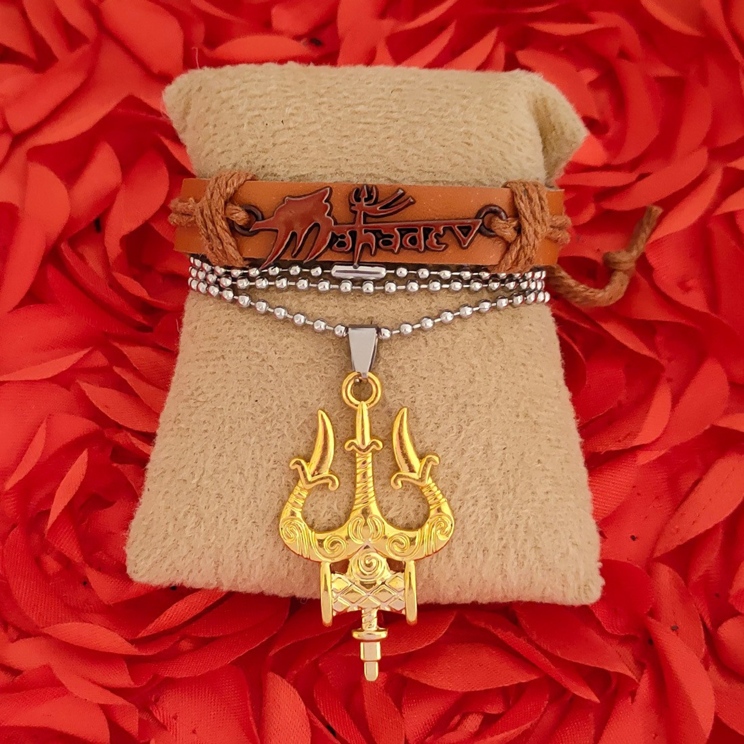 Image of Sullery Leather Copper Copper, Gold Jewellery Set