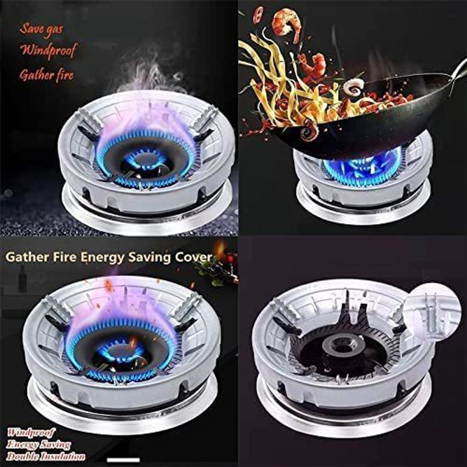 Image of UROPHA Gas Saver Burner Stand,Home Gas Stove Fire&Windproof Energy Saving Stand(Setof2) 0.2 kg Roaster