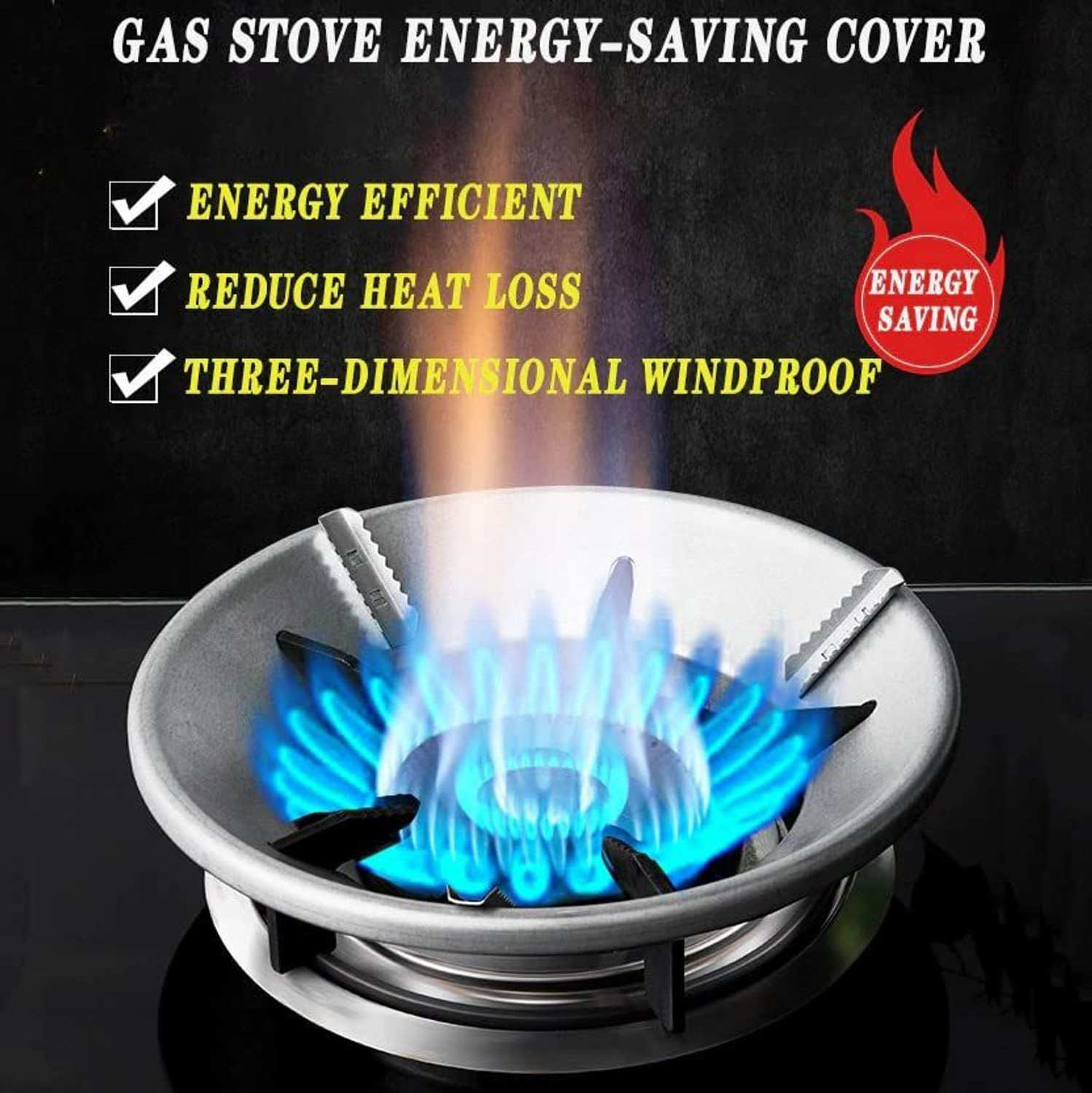Image of UROPHA Gas Saver Burner Stand,Home Gas Stove Fire&Windproof Energy Saving Stand(Setof2) 0.2 kg Roaster
