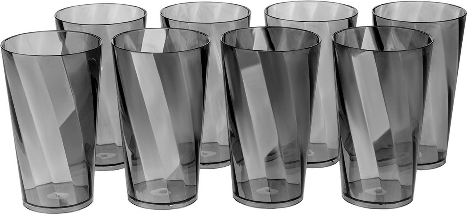 CENTUREUM (Pack of 8) TWISTER Plastic Unbreakable Glasses Glass Set Water/Juice Glass