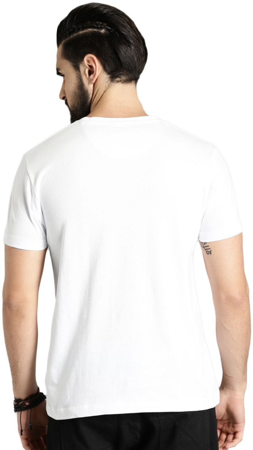 Image of Roadster Printed Men Round Neck White T-Shirt