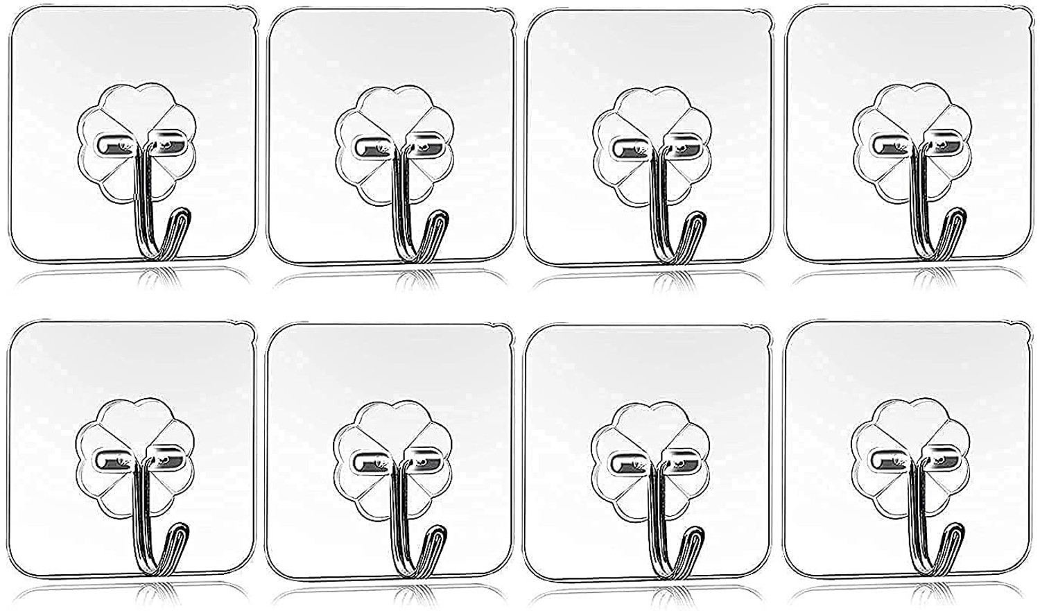 Image of RAVARIYA Set of 8 Adhesive Hooks for Wall Heavy Duty Self Adhesive Wall Hooks Hook 8