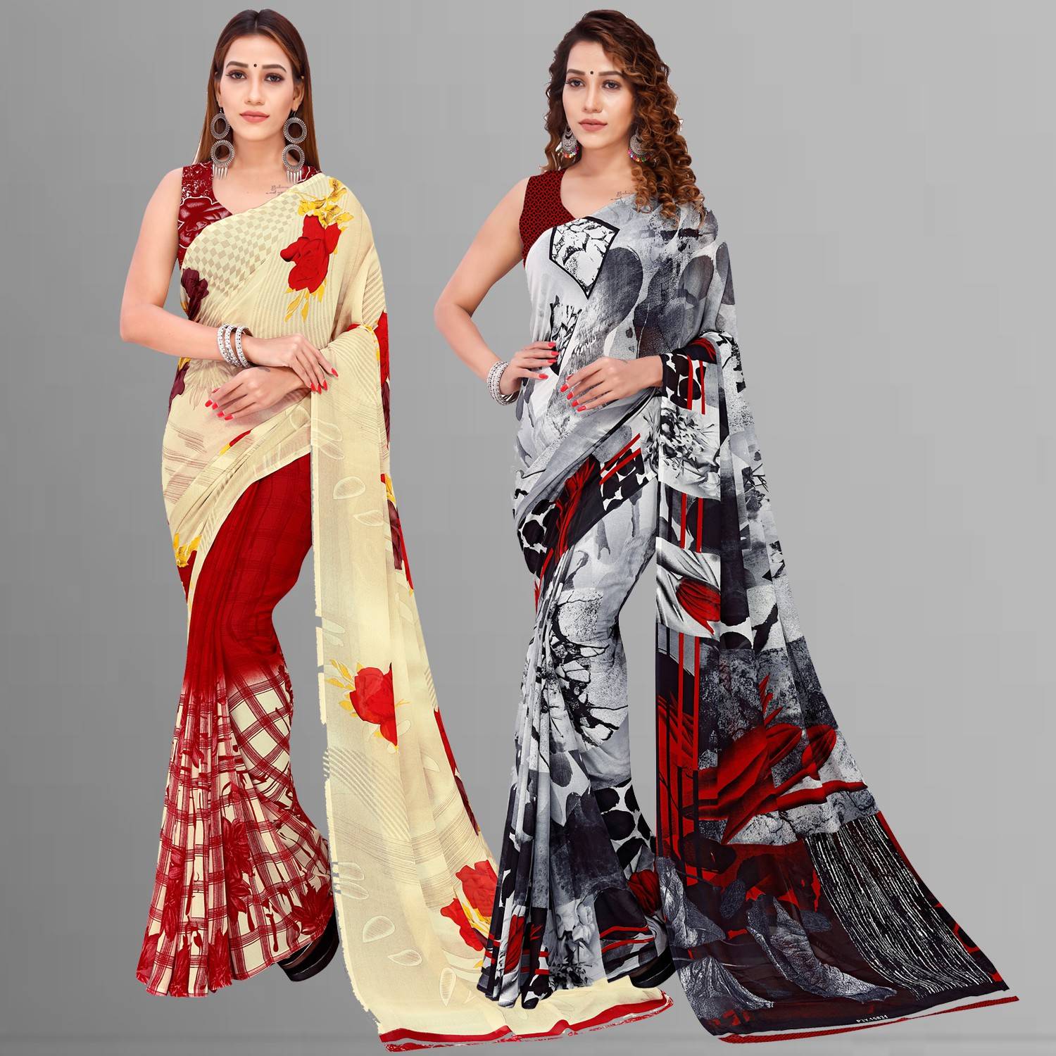 Anand Sarees Floral Print Bollywood Georgette Saree