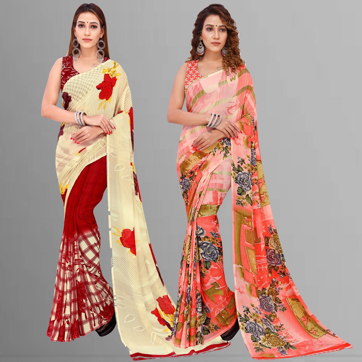 Anand Sarees Floral Print Bollywood Georgette Saree