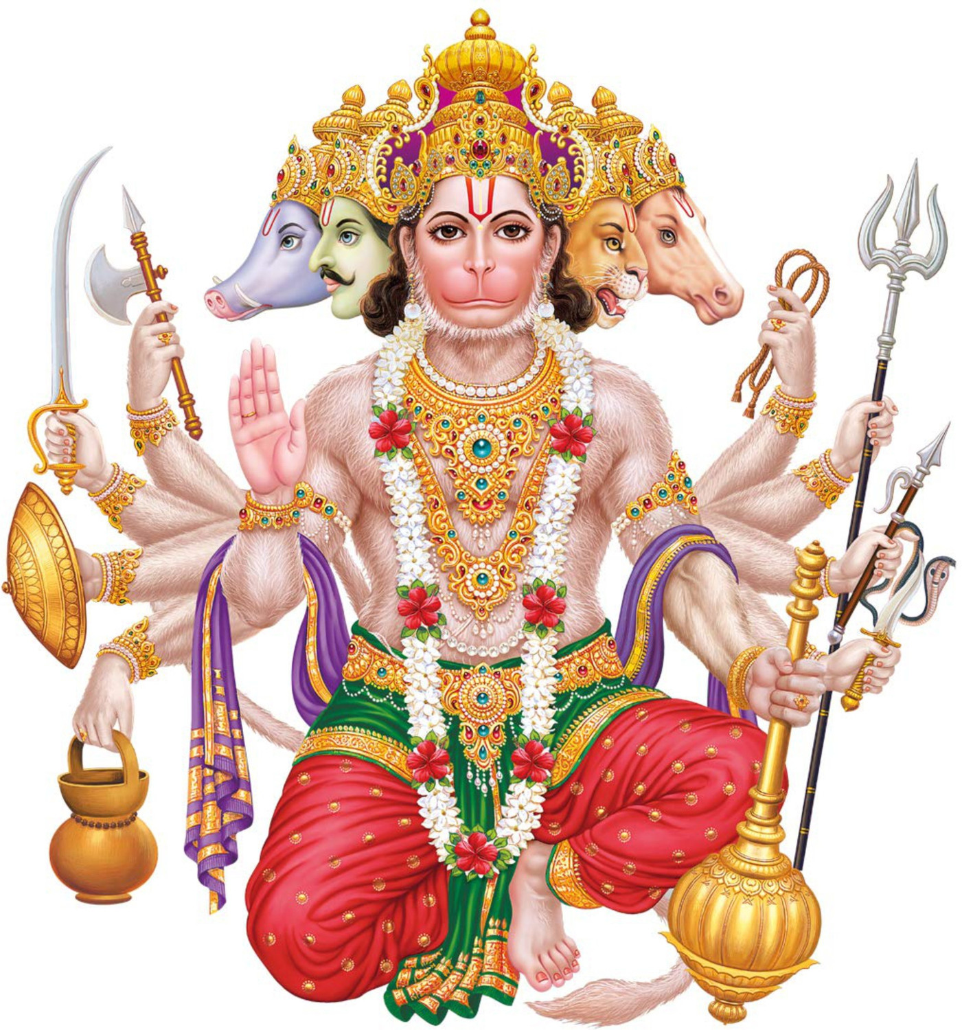 Image of Saiii Designs 3 cm Panchmukhi Hanuman Ji Self Adhesive Sticker