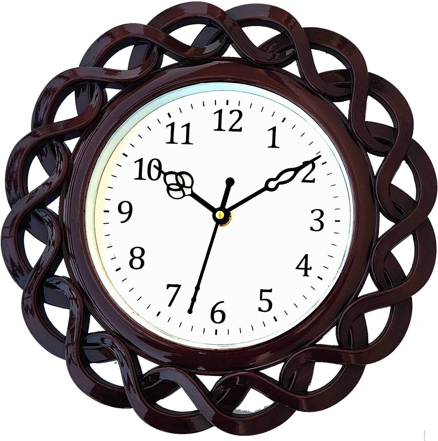 Kerensa Analog 26 cm X 26 cm Wall Clock (Brown, With Glass, Stand