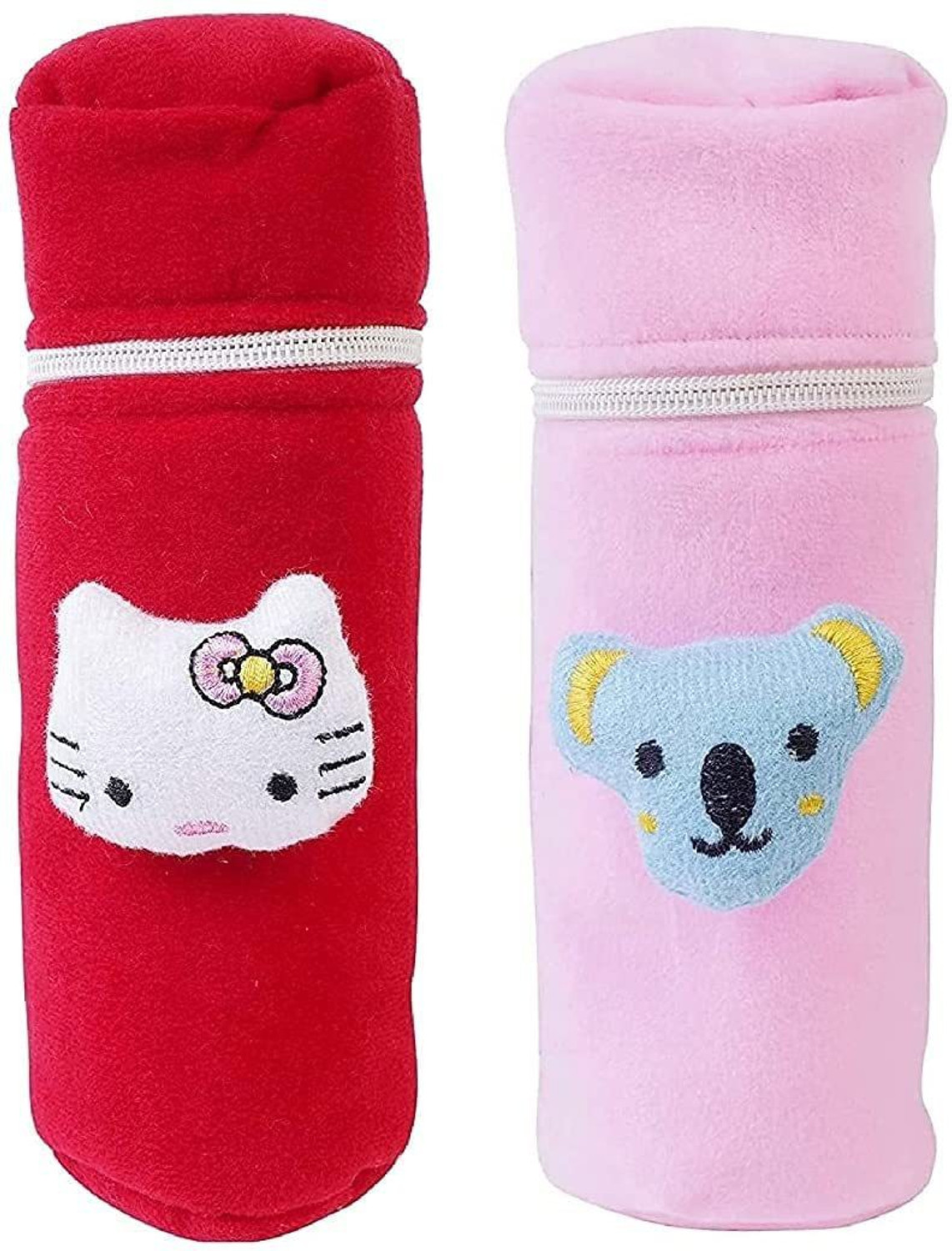 Image of MW PRINTS Soft Plush Baby Milk Feeding Bottle Cover With Easy To Hold Strap(130 ML-250 ML)