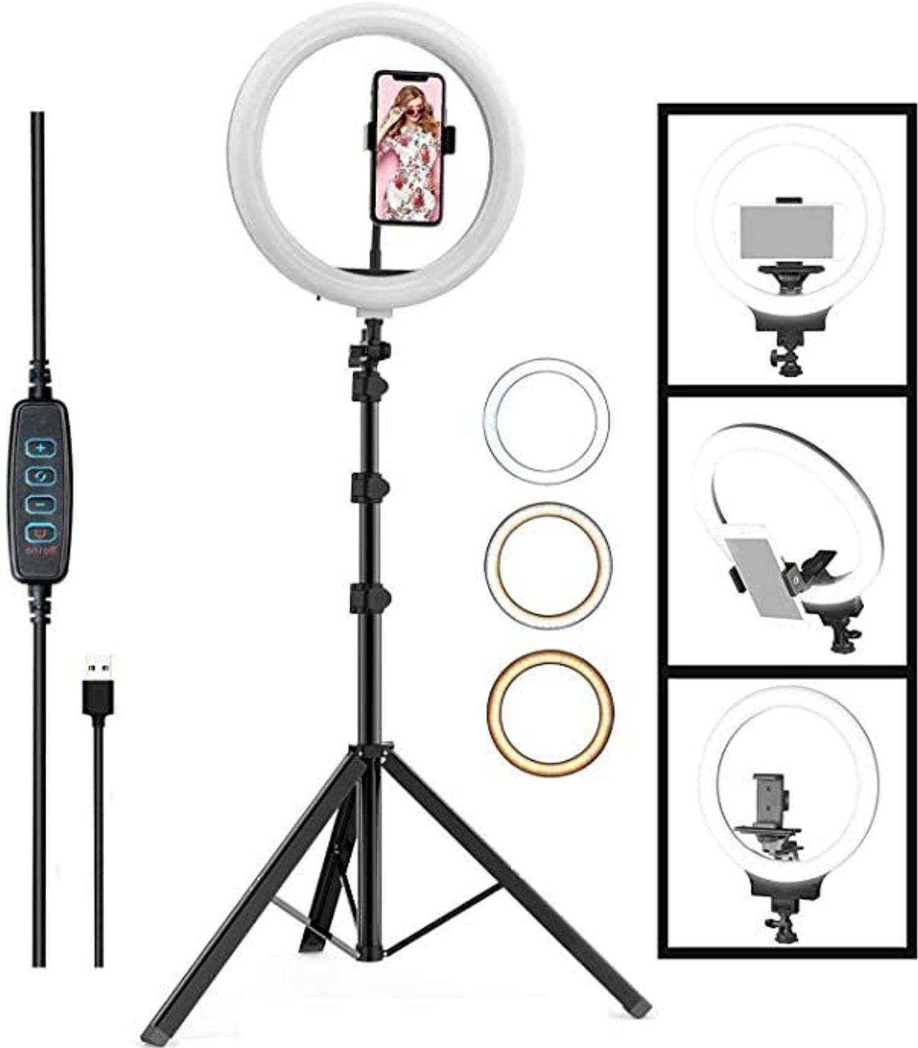 Image of NJENT New 10 Inches Big LED Ring Light with 7 feet Stand for Camera Smartphone.YouTube Video Shoot /Makeup Shoot /Studio Shoots /Instagram Video Shoot. Ring Flash