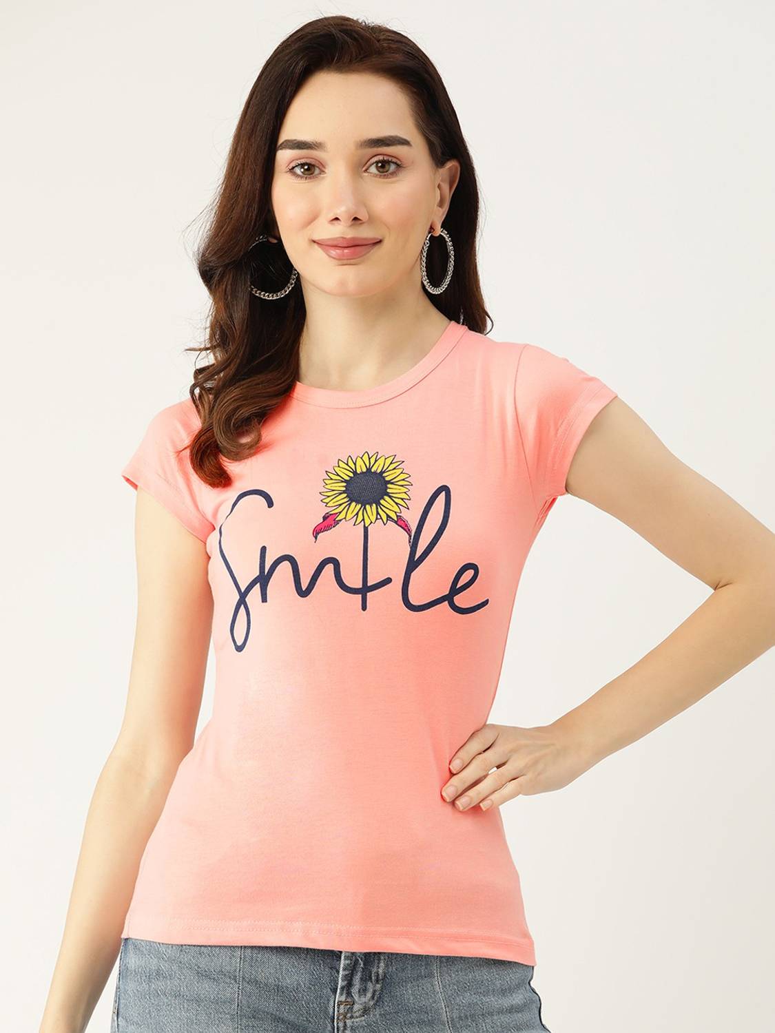 Broowl Casual Graphic Print Women Pink Top