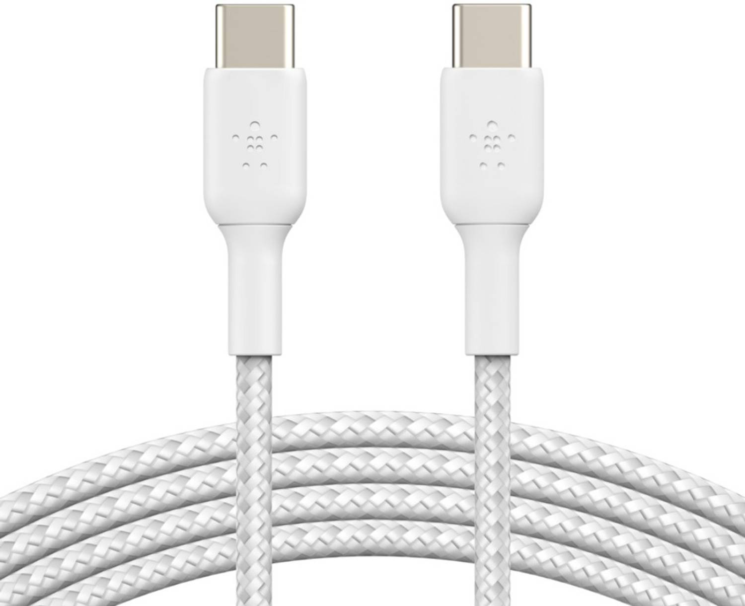 Belkin USB C to USB C Fast Charging Type C Cable Tough Unbreakable Braided Nylon Material, 60W PD, 3.3 feet (1 Meter) � White, USB-IF Certified