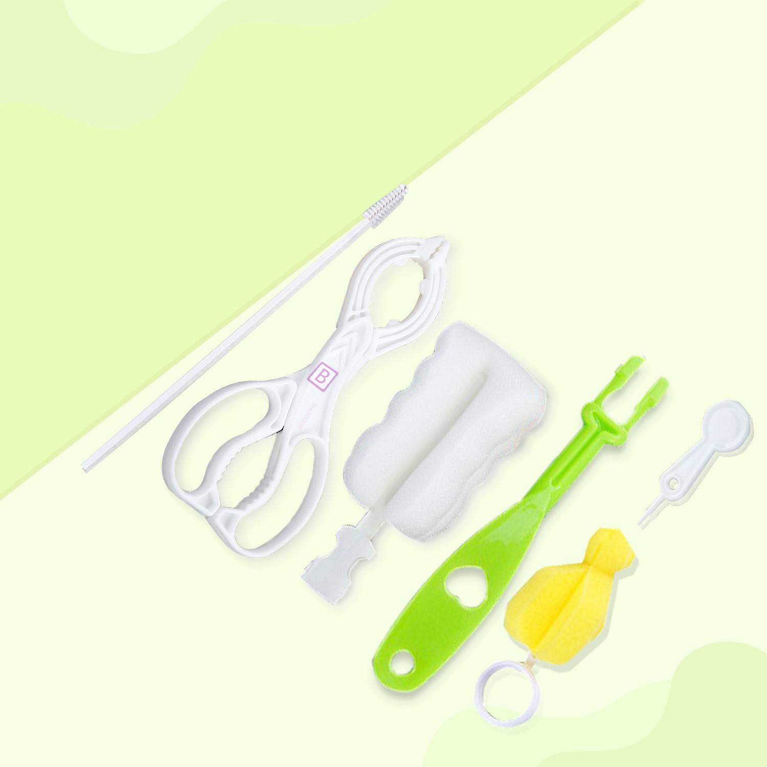 Bembika Baby Bottle Brush 5 Pcs, Silicone Baby Bottle Brush Cleaner (White Color)