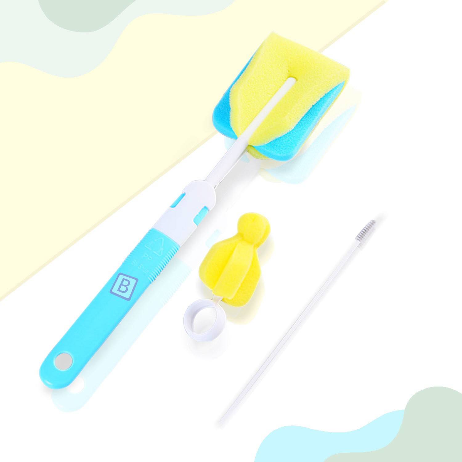 Bembika Baby Bottle Brush 3 Pcs, Silicone Baby Bottle Brush Cleaner (Blue Color)