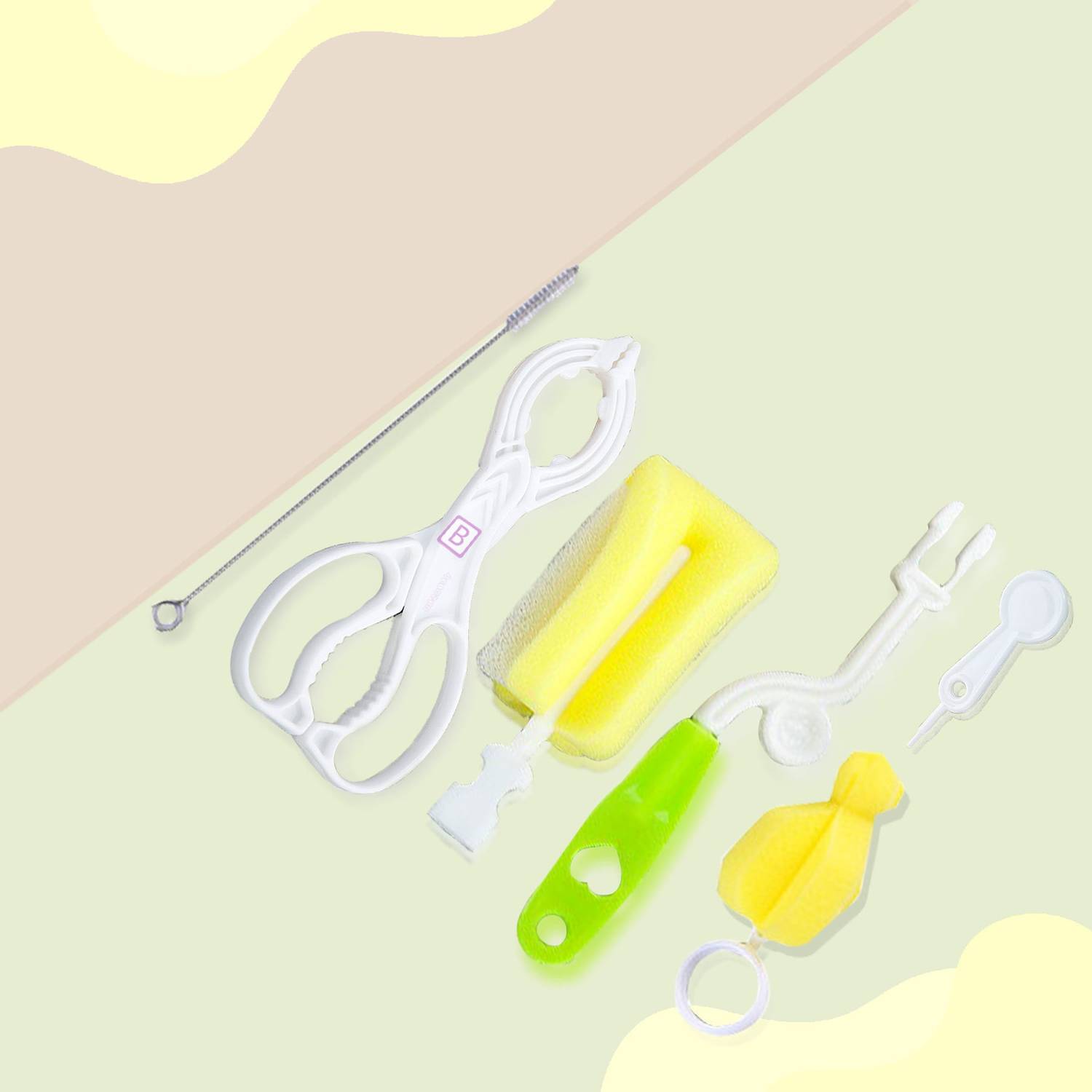 Bembika Baby Bottle Brush 5 Pcs, Silicone Baby Bottle Brush Cleaner,(Yellow Color)