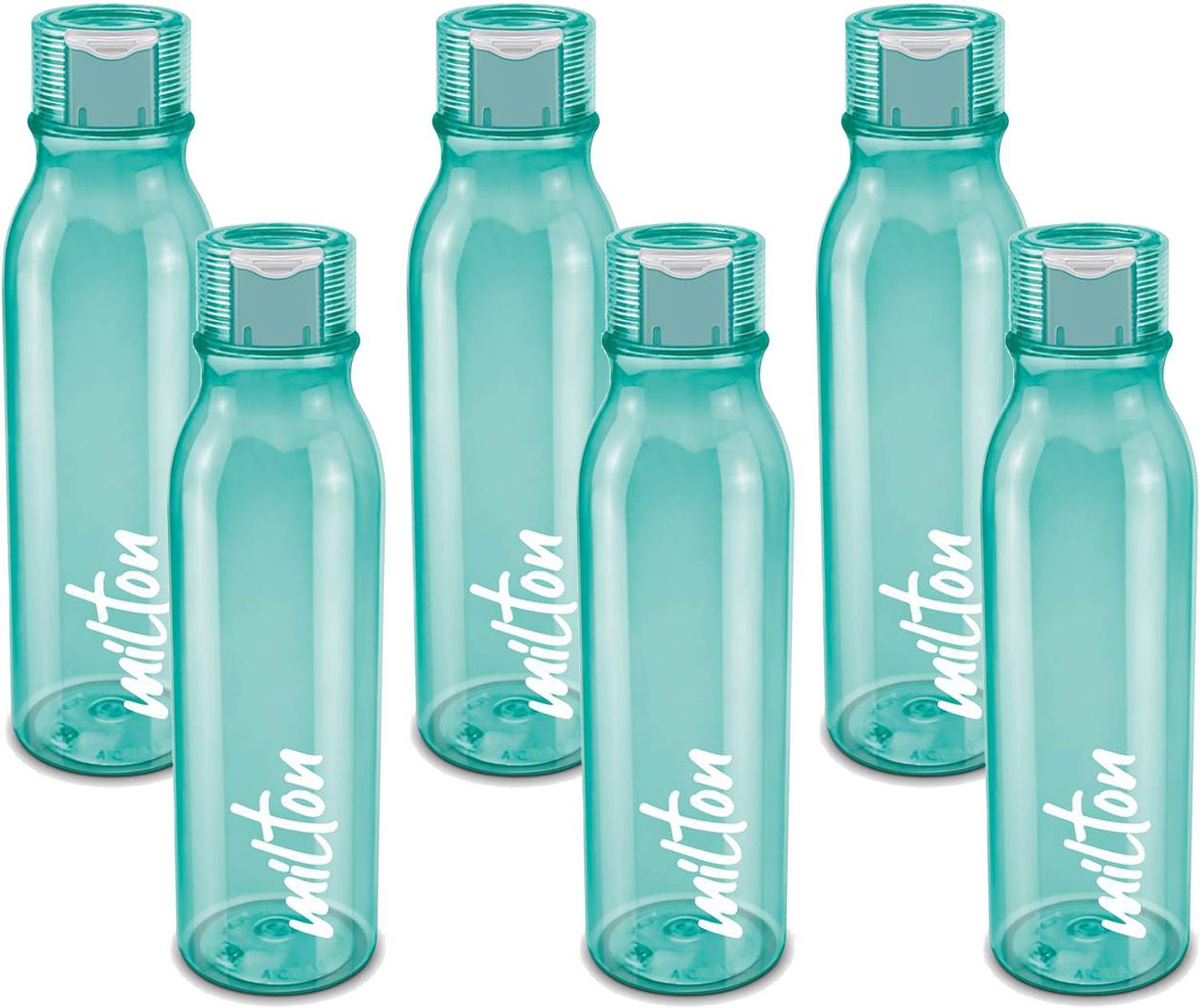 MILTON Name Tag Pet Water Bottle, Set of 6, Green 1000 ml PET Bottle