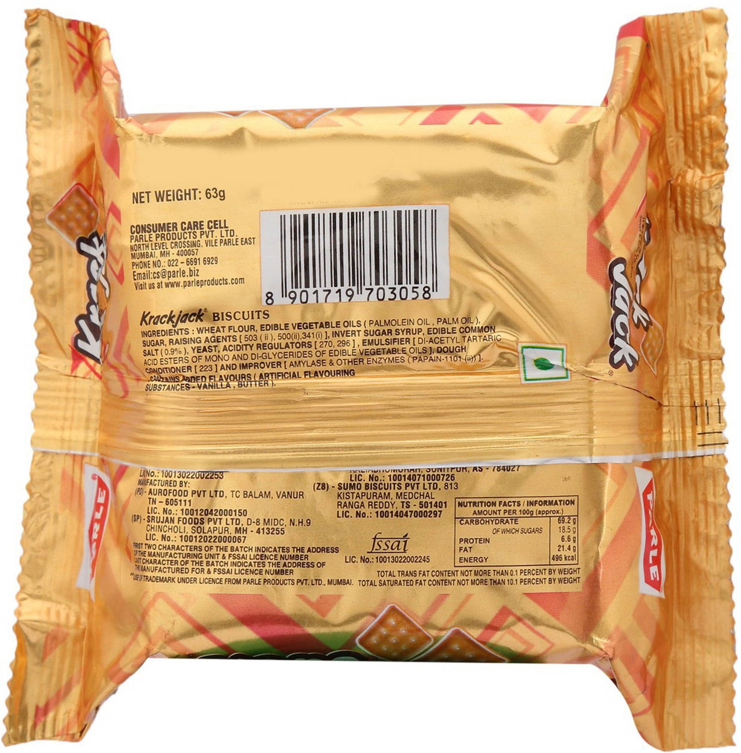 Image of PARLE Krack Jack Crackers Sweet & Salty Biscuit
