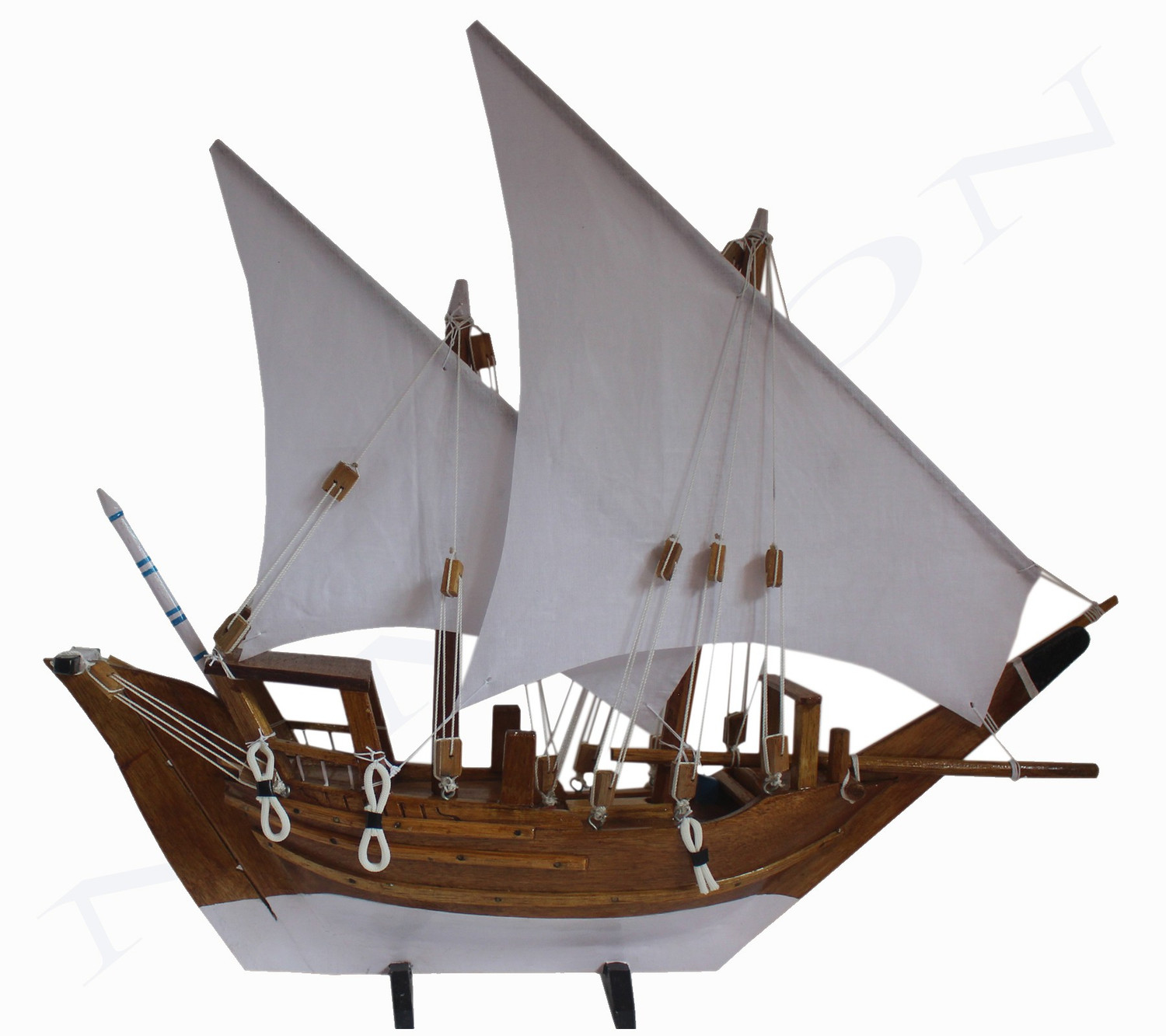 Image of Nimton Kerala Wooden Boat (4 Inch Base - Len : 30 CM | Hgt : 24 CM | Wth : 6 CM) Decorative Showpiece - 24 cm