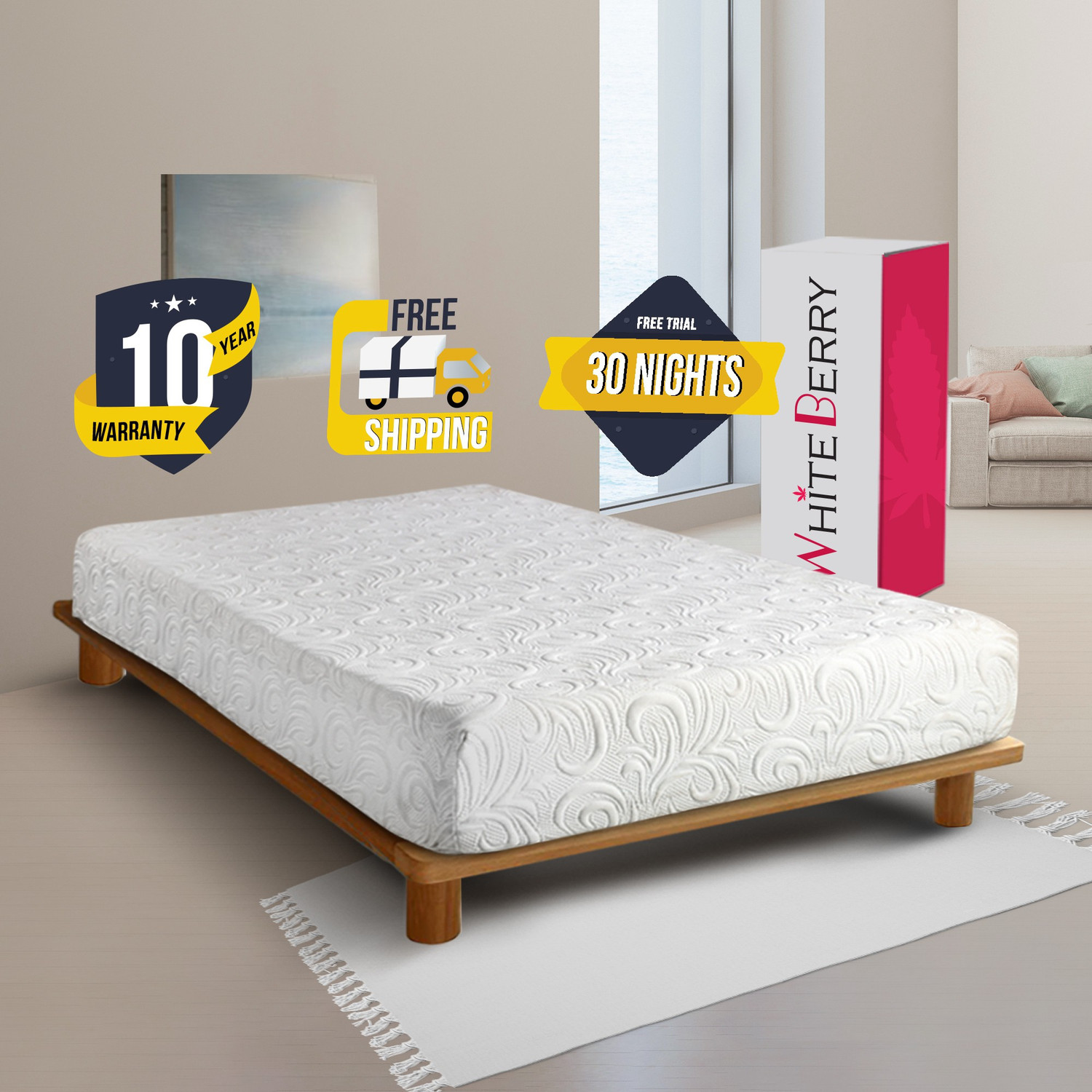 Image of WhiteBerry Signature 5 inch 72 X 42 X 5 inch Single Memory Foam Mattress
