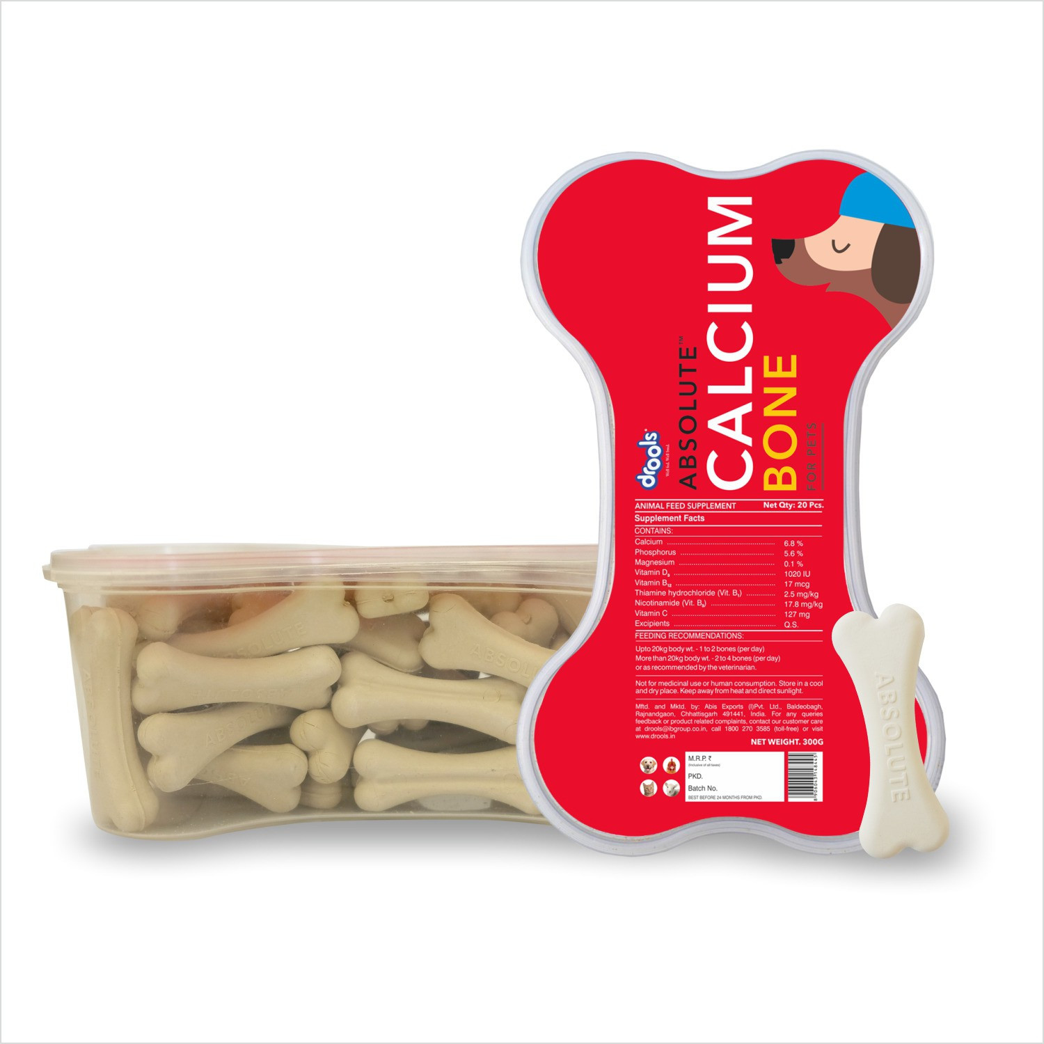 Image of Drools Absolute Calcium Bone 20 Pieces Dog Treats Pet Health Supplements