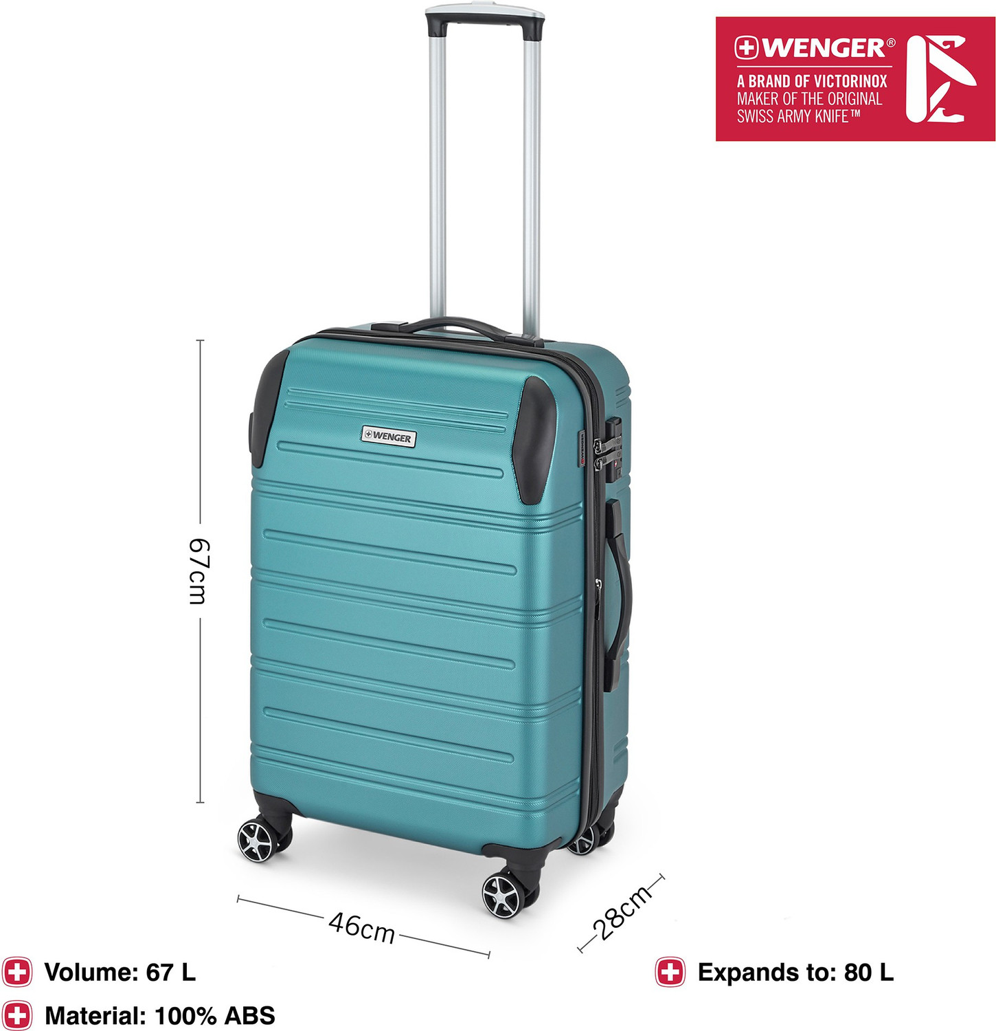 Image of Wenger Static Pro Expandable Check-in Suitcase 8 Wheels - 26 inch