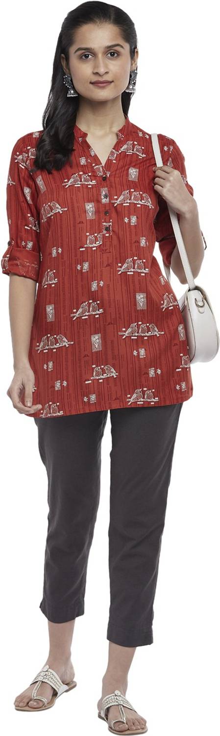Akkriti by Pantaloons Casual Printed Women Orange Top