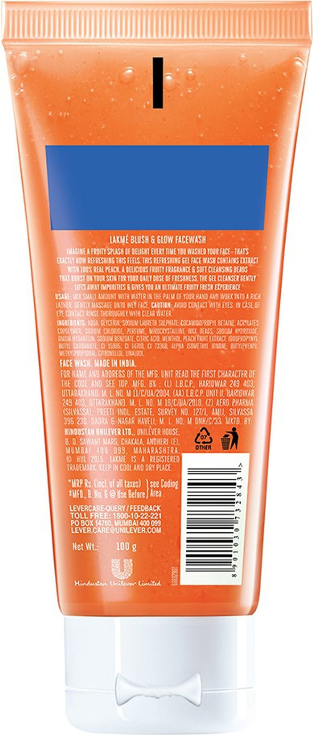 Image of Lakme Blush and Glow Peach Extracts Gel Face Wash