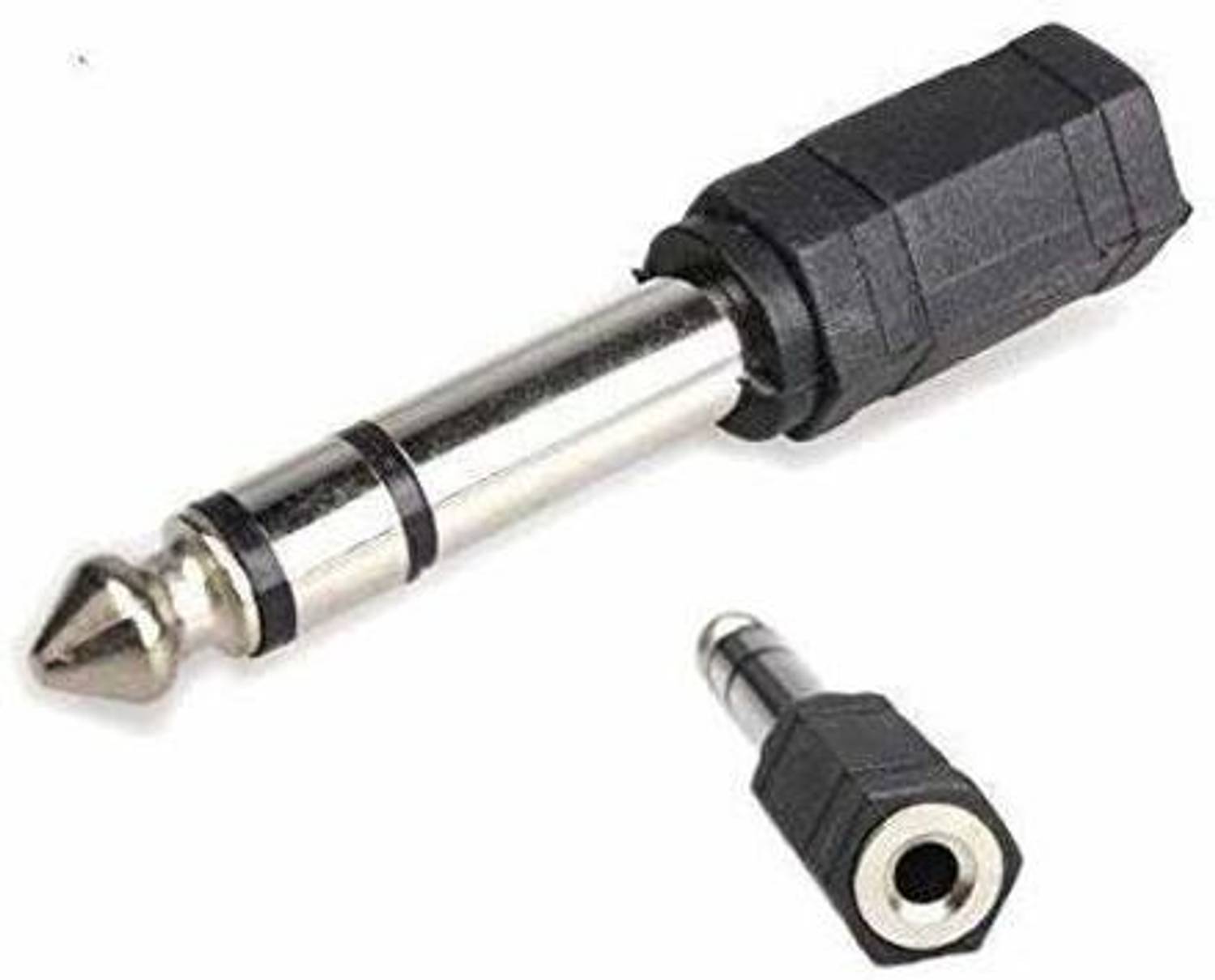 3.5mm Male To 6.3mm Female Stereo Jack Adapter – 1-Pack, Silver, 2-Year Warranty