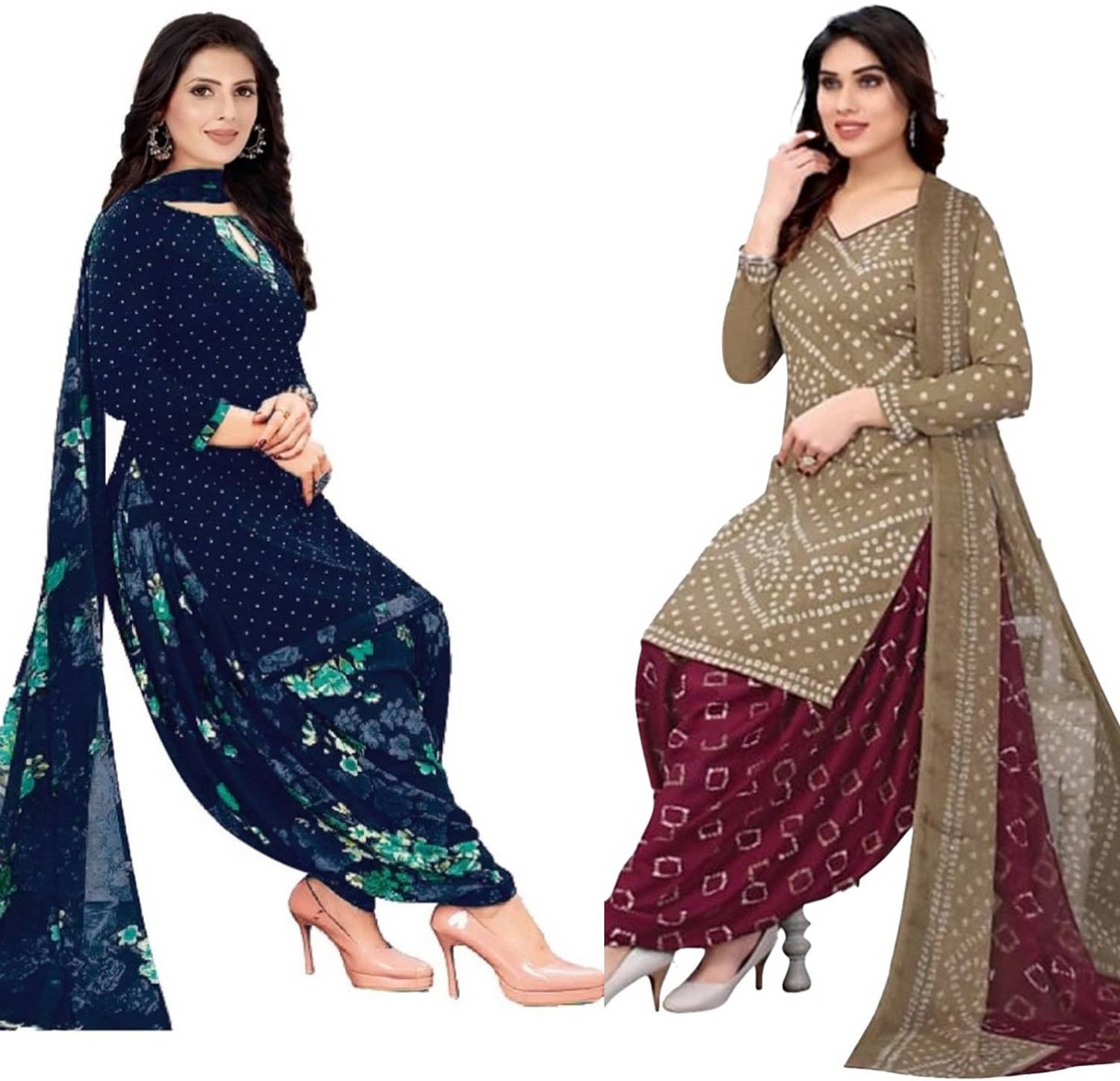 ANIRAV Crepe Floral Print Salwar Suit Material