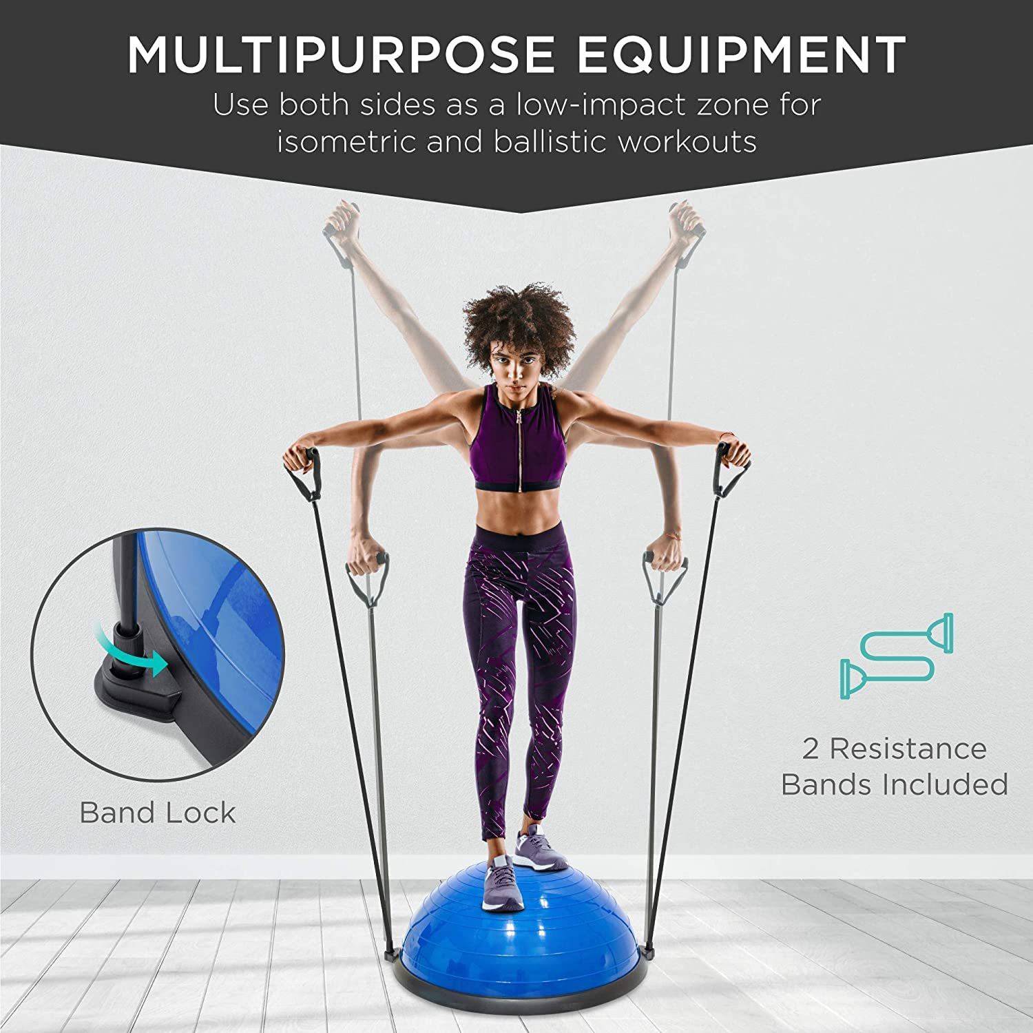 ACUPRESSUREMART Half Ball Balance Board with Resistance Bands - Image 2