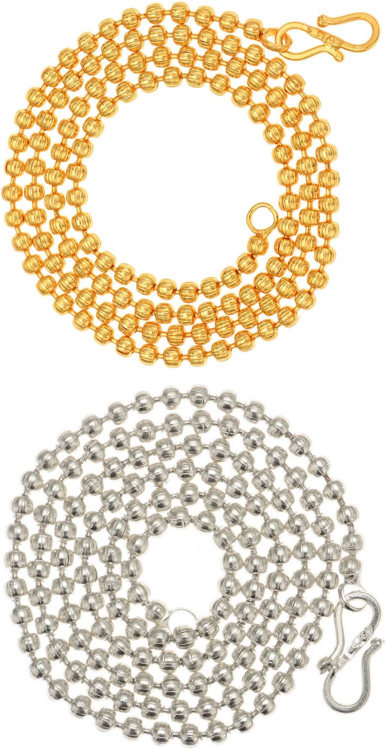 AanyaCentric 28inches Long Gold & Silver Plated Ball Gold-plated Plated Brass Chain