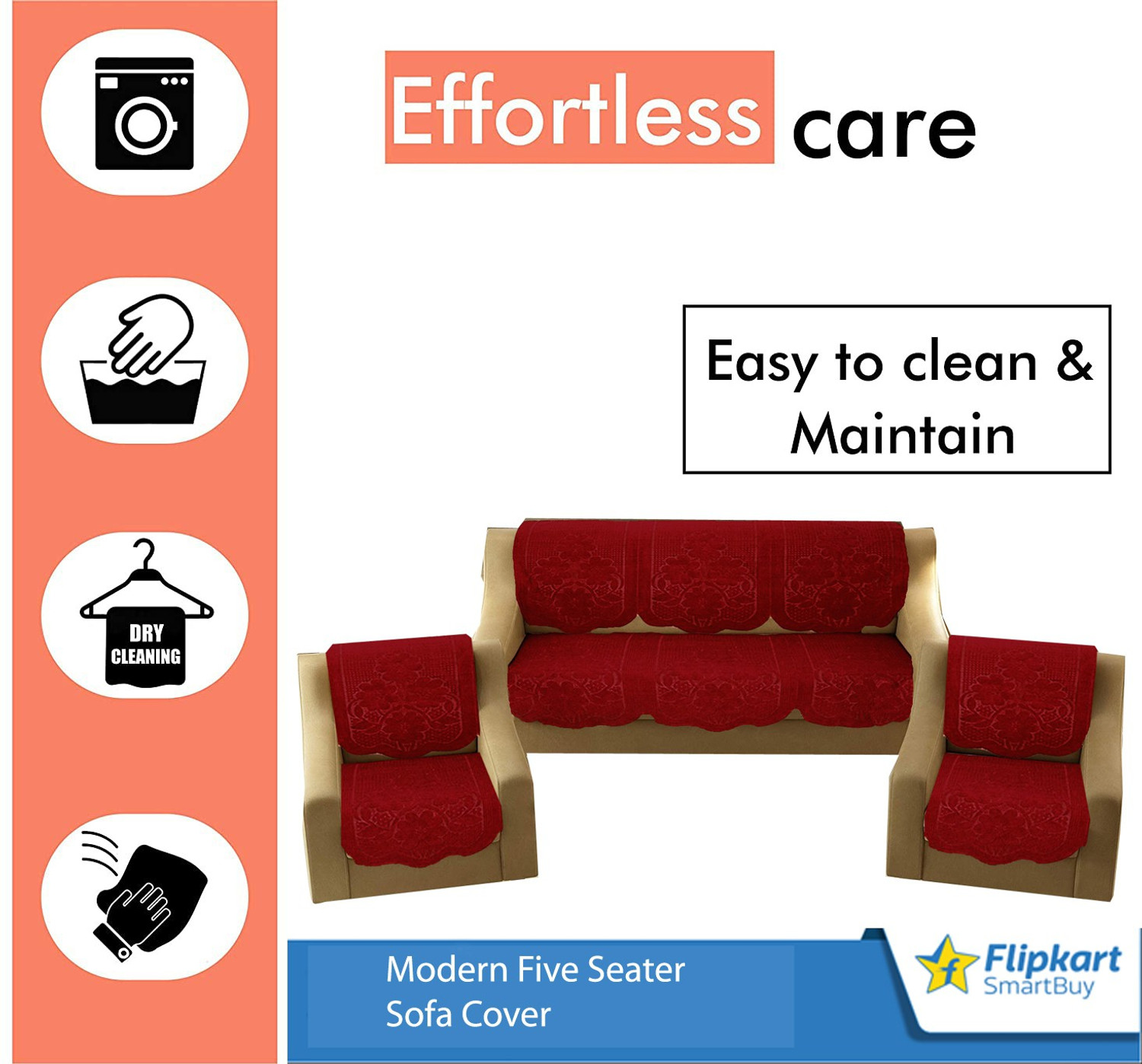 Image of SMARTBUY Cotton 3+1+1 Seater Sofa Floral Cover