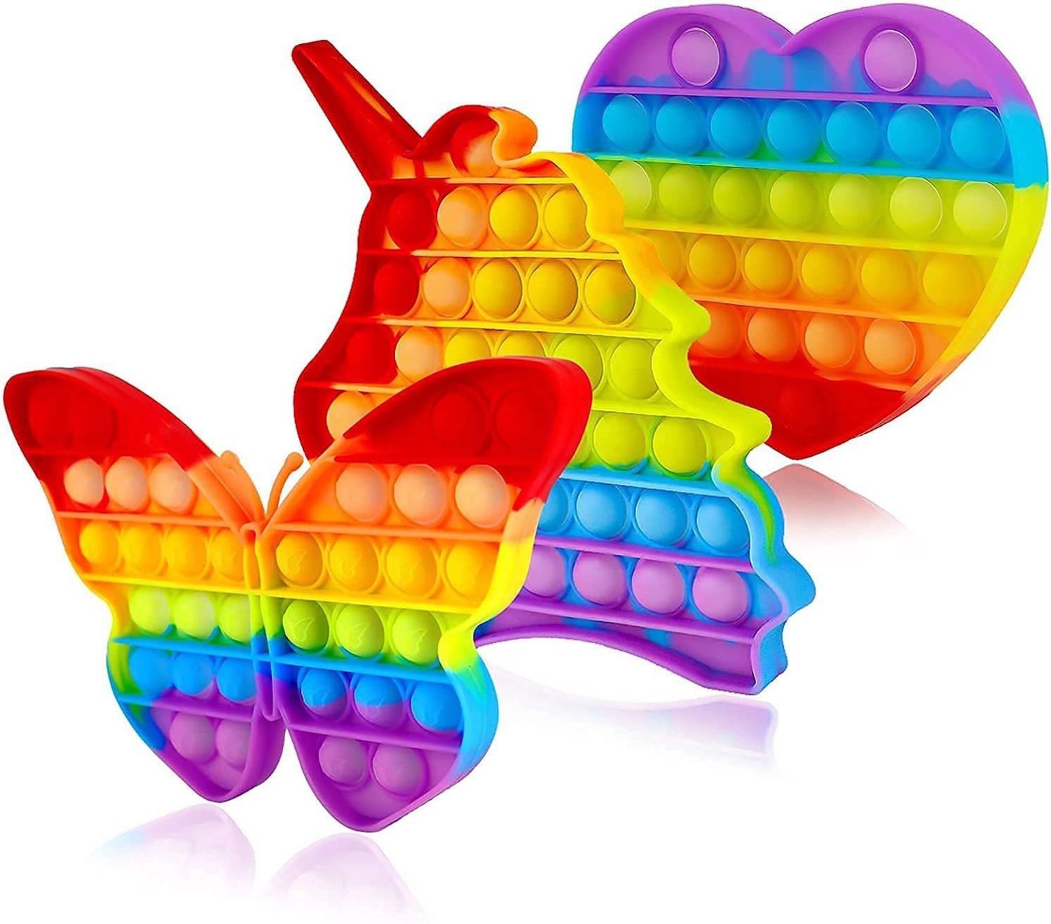 4AJ BAZAAR Pop It ,Poppet Toy for Kids Butterfly-Unicorn and Heart Pack of 3 Board Game Accessories
