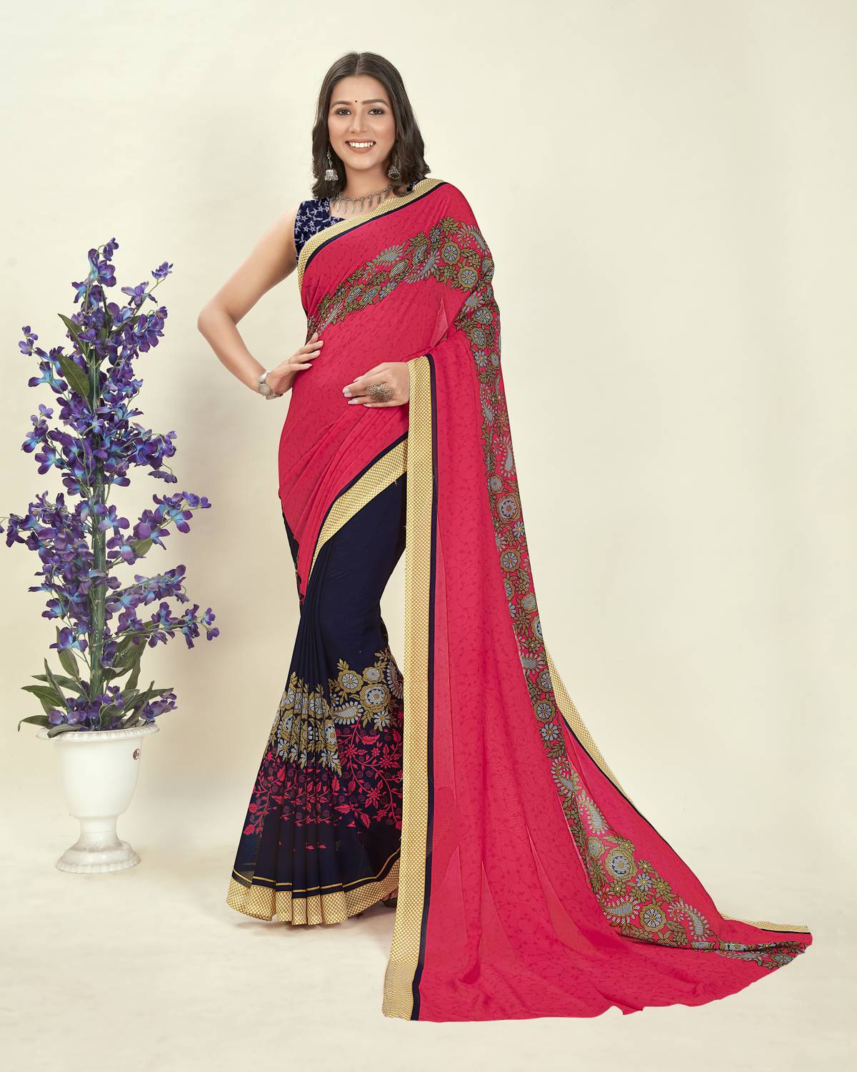 Anand Sarees Paisley, Floral Print Daily Wear Georgette Saree