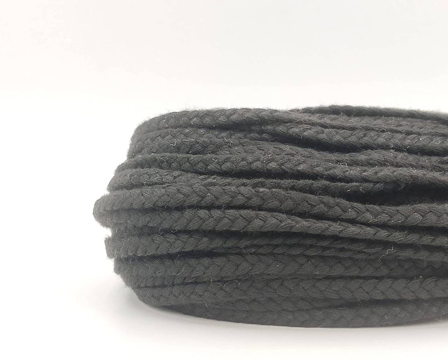 Bobbiny Braided Macrame Cotton Cord 4mm 20 Meters Thread Choti Macrame DIY Black.