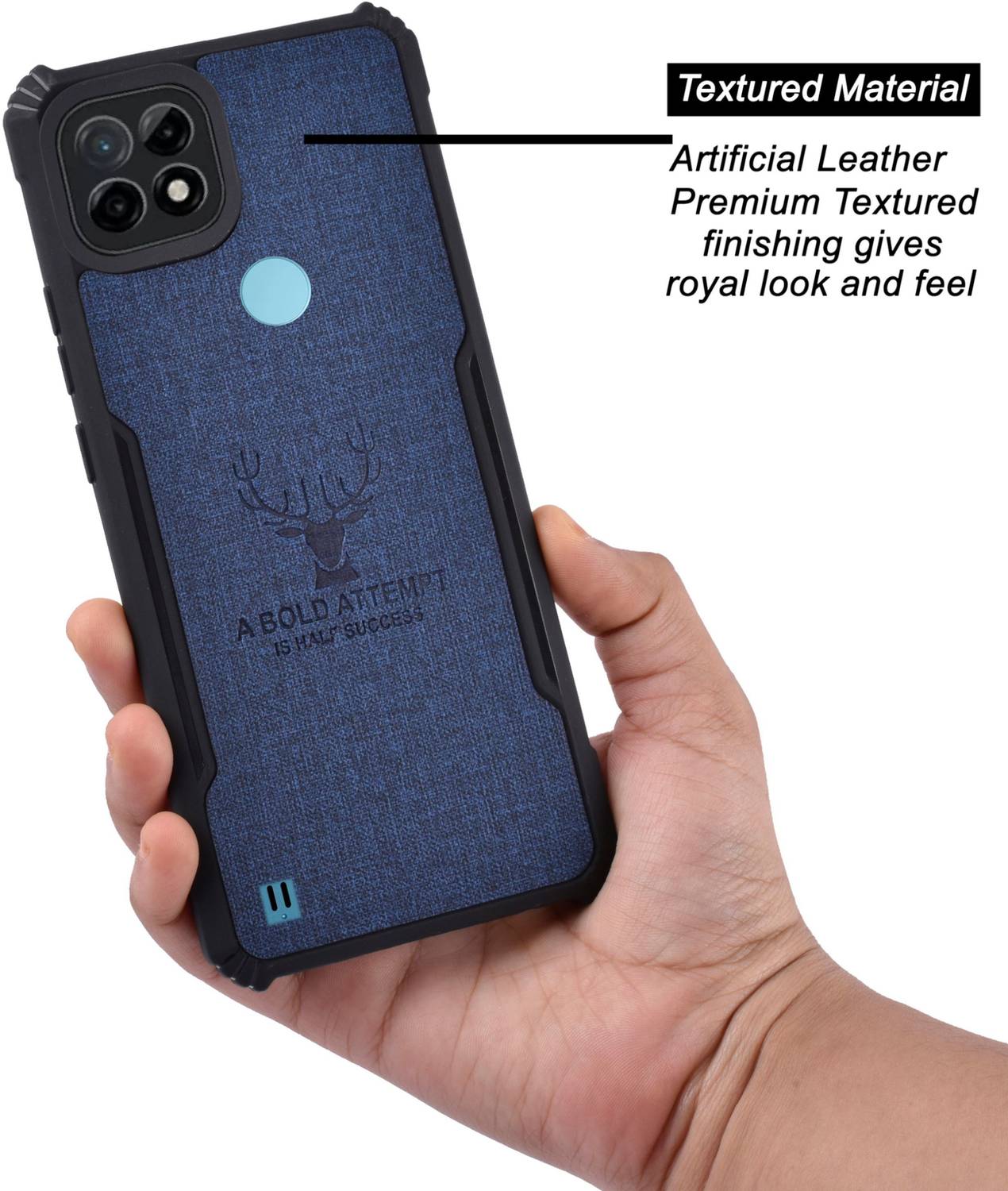 Cover Realme C21Y / C25Y Trasparente Con Bumper Rigido TPU + PC - Protezione Antiurto 360° - Blu - 3
