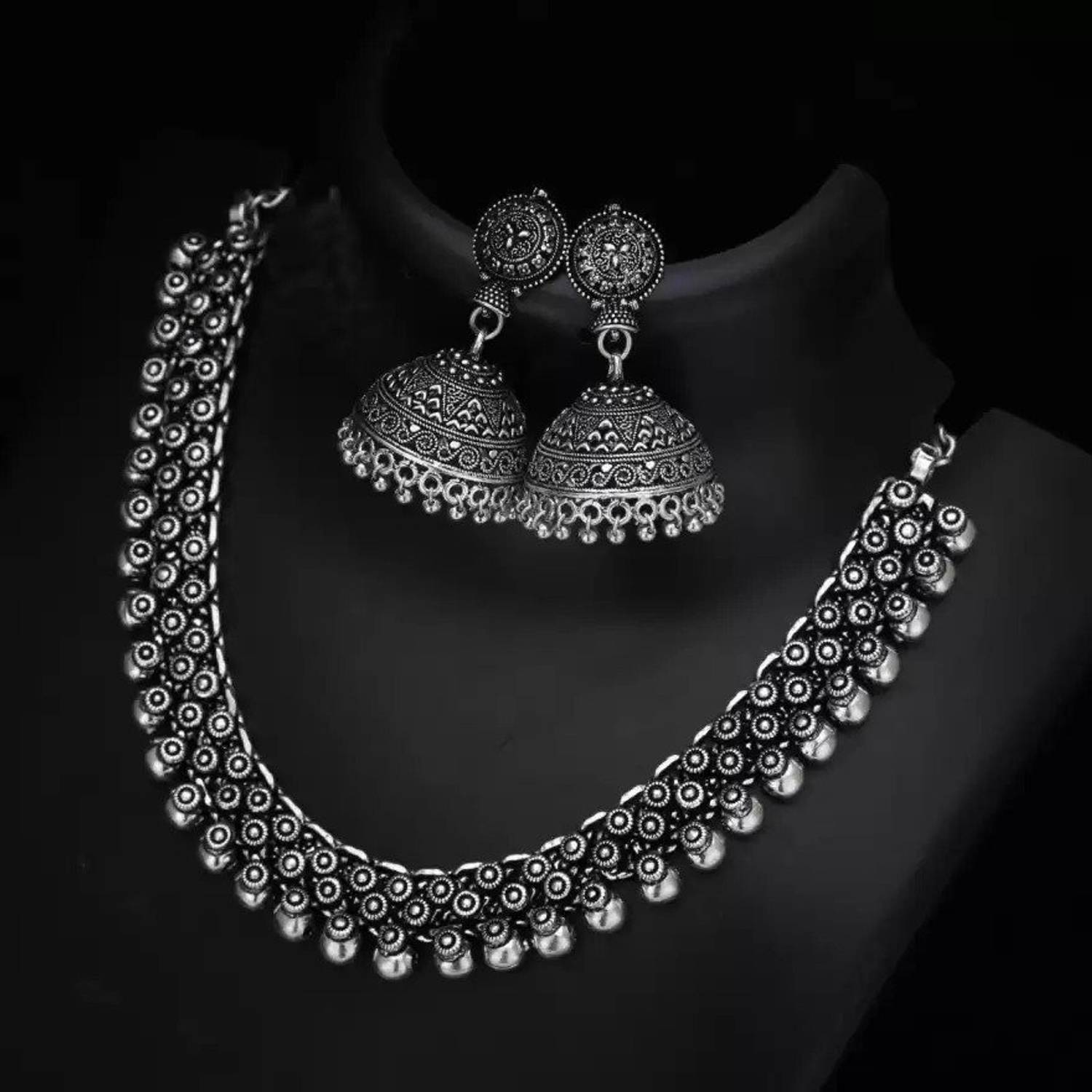 ANAMIKA Brass Silver Jewellery Set
