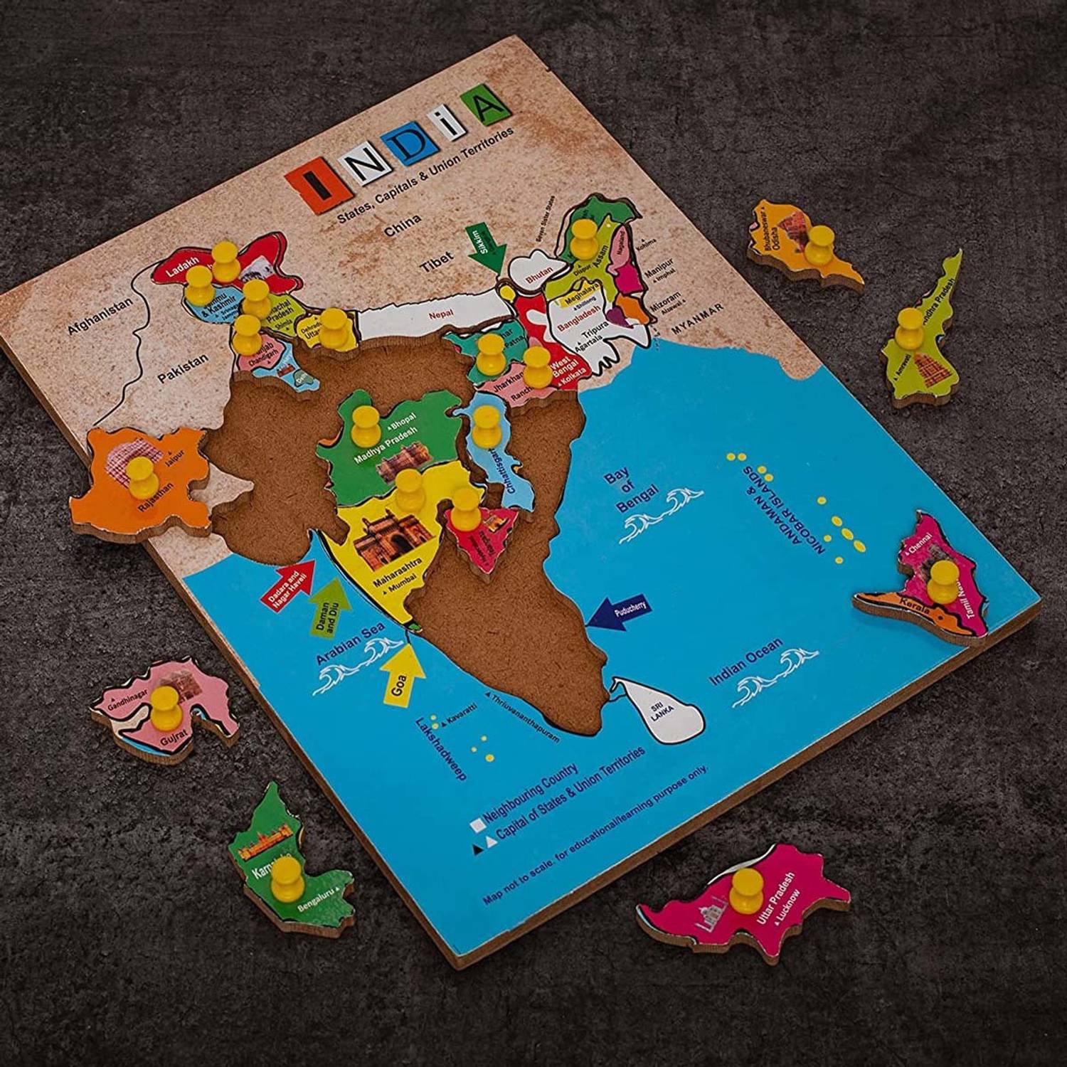 AMUSING india map Wooden Puzzle Kids Games Toys 3+ Jigsaw Educational Toy Baby Learning