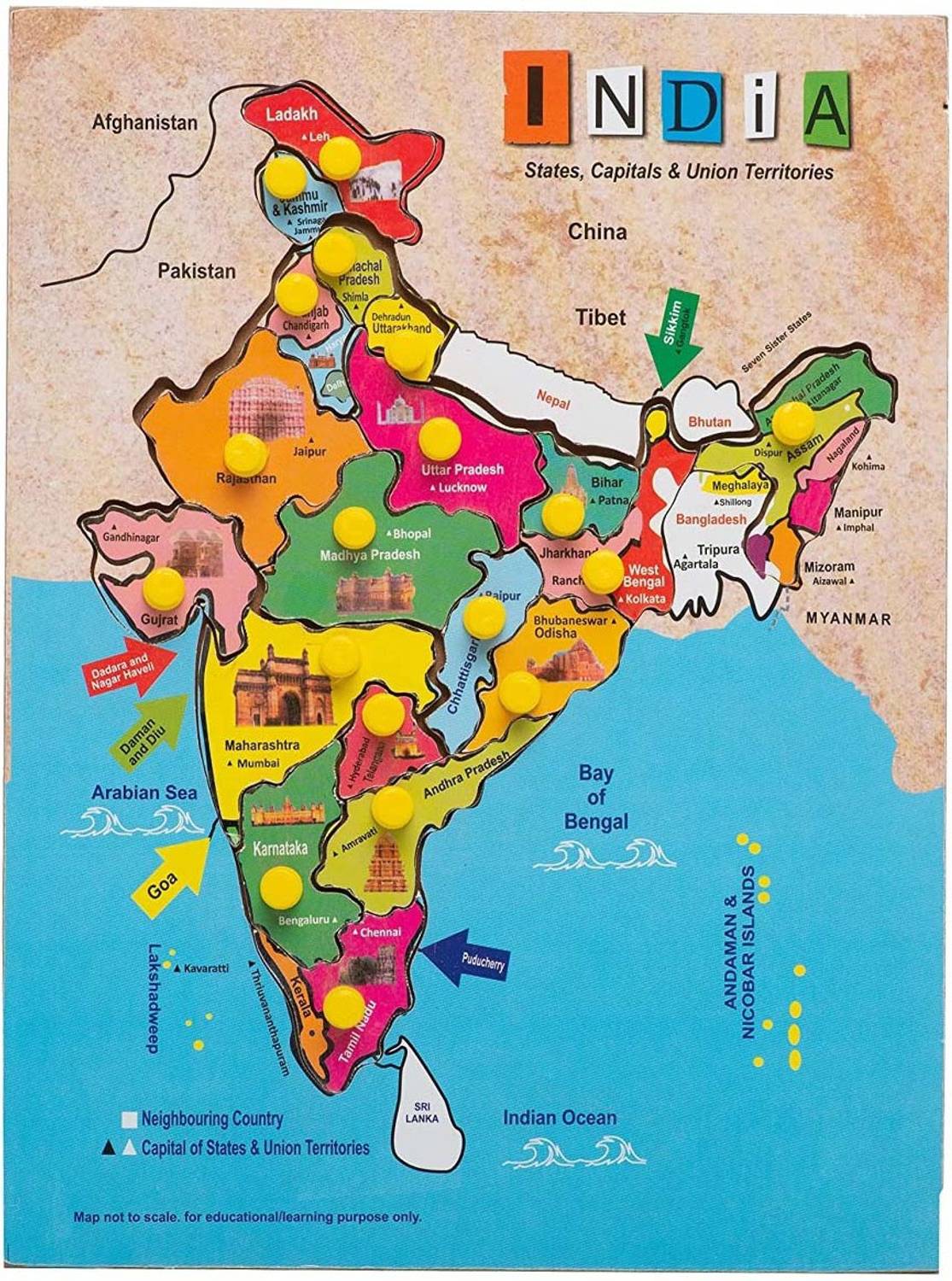 AMUSING India Map for Kids with States and Their Capitals Educational Toy Learning Game