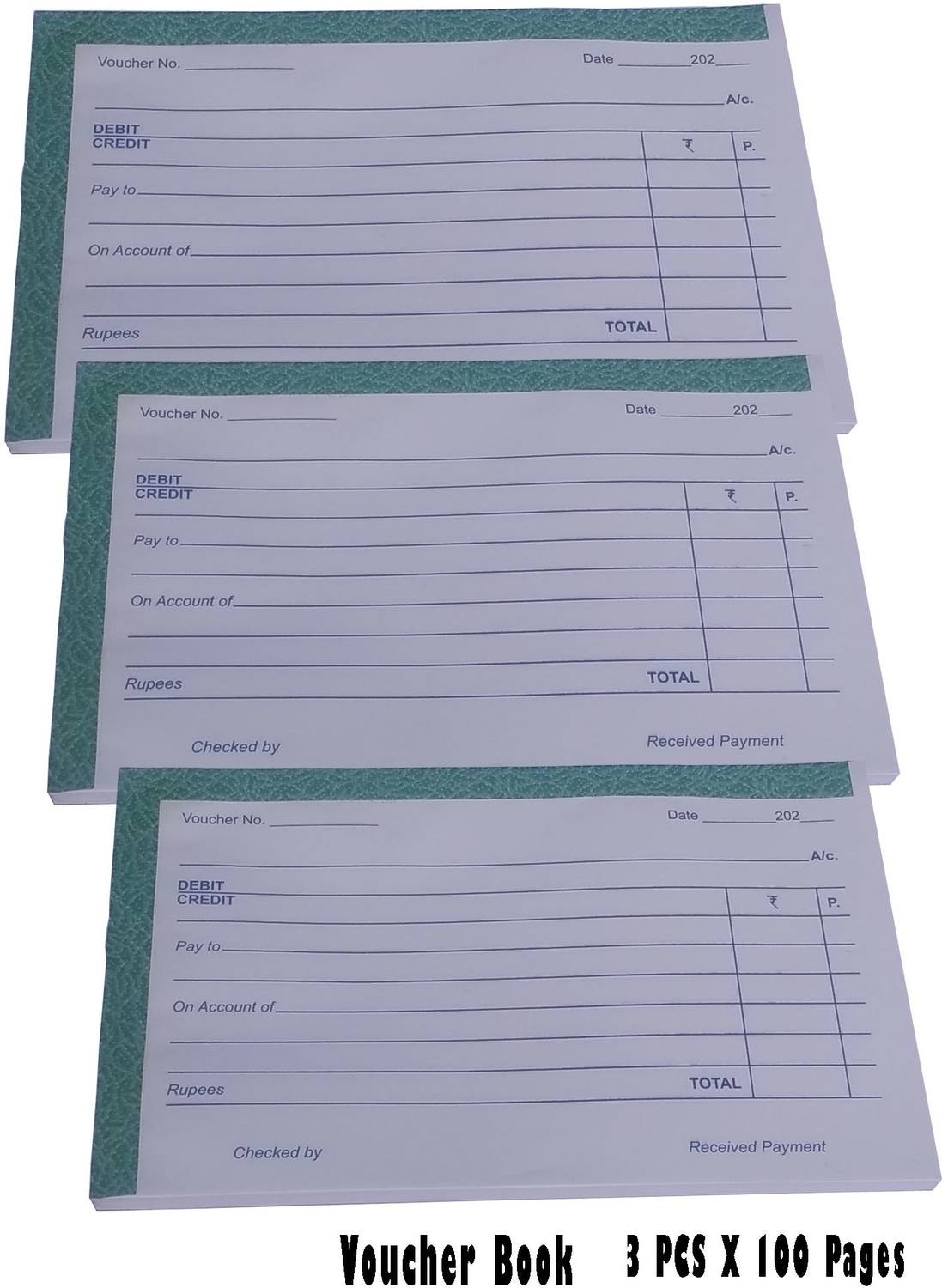 Accounts Voucher Book 100 Pages 3 PCS Voucher Book 100 Pages 3 PCS 1-Part Voucher
