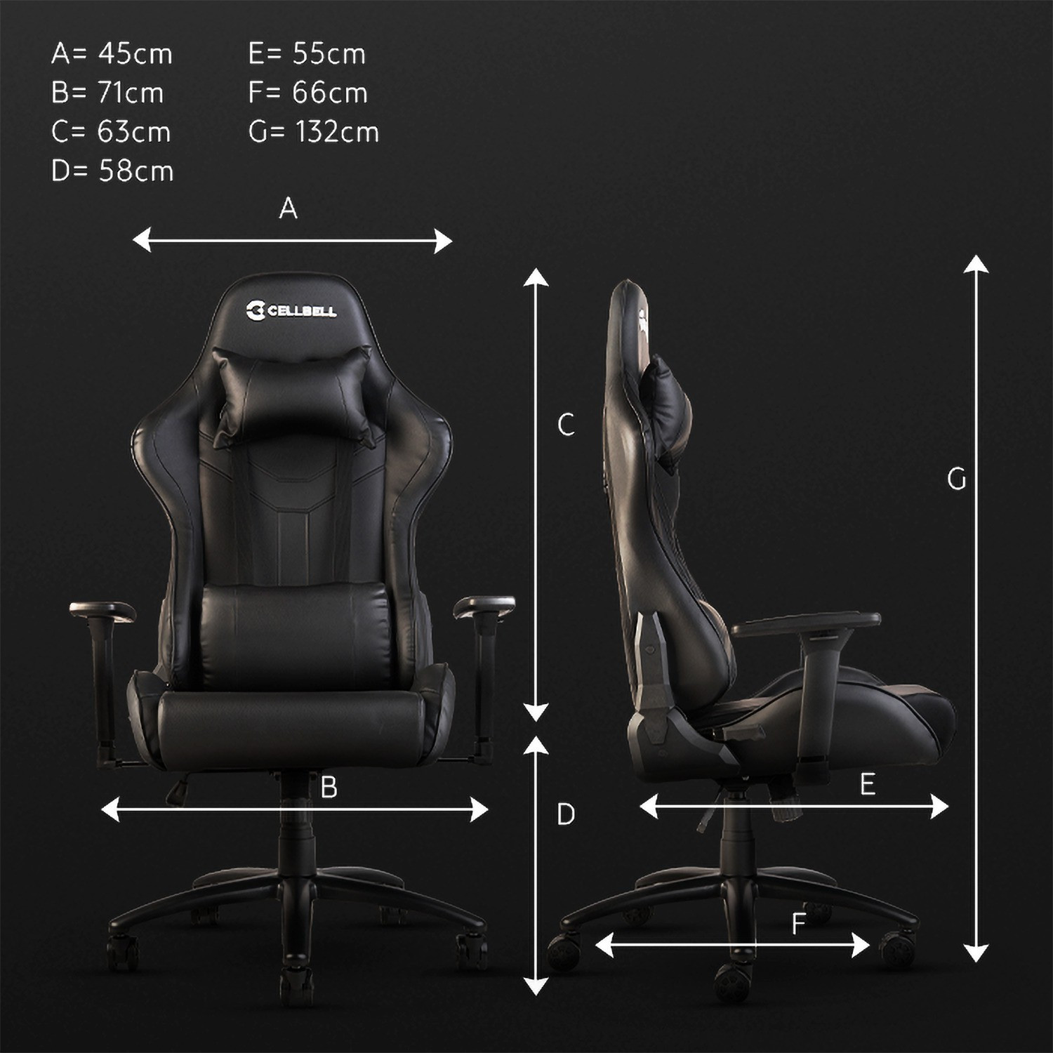 Image of CELLBELL GC02 Transformer Series with Removable Neck Rest and Adjustable Back Cushion Gaming Chair