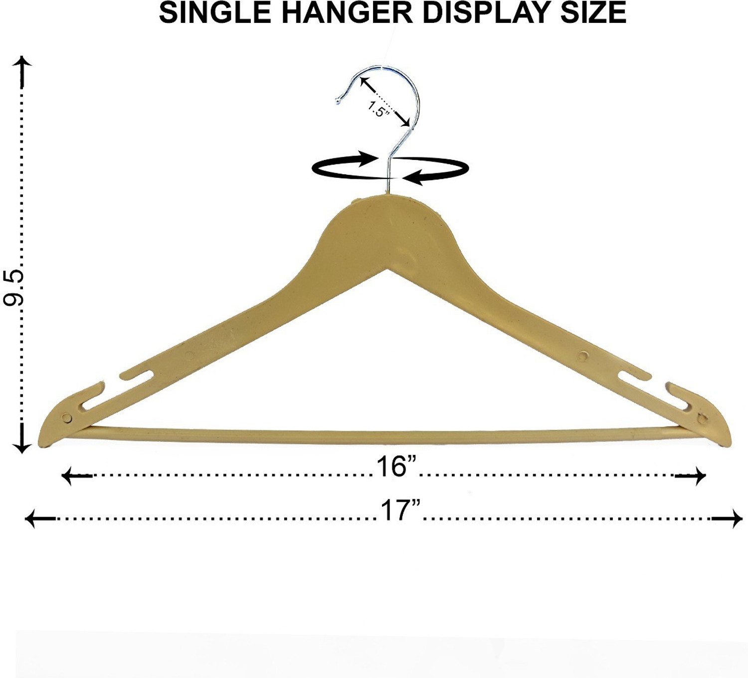 Image of connecticut Hangers with Non-Slip Bar and Precisely Cut 360 Degree Swivel (Cream 50 pcs ) Plastic Shirt Pack of 50 Hangers For Shirt