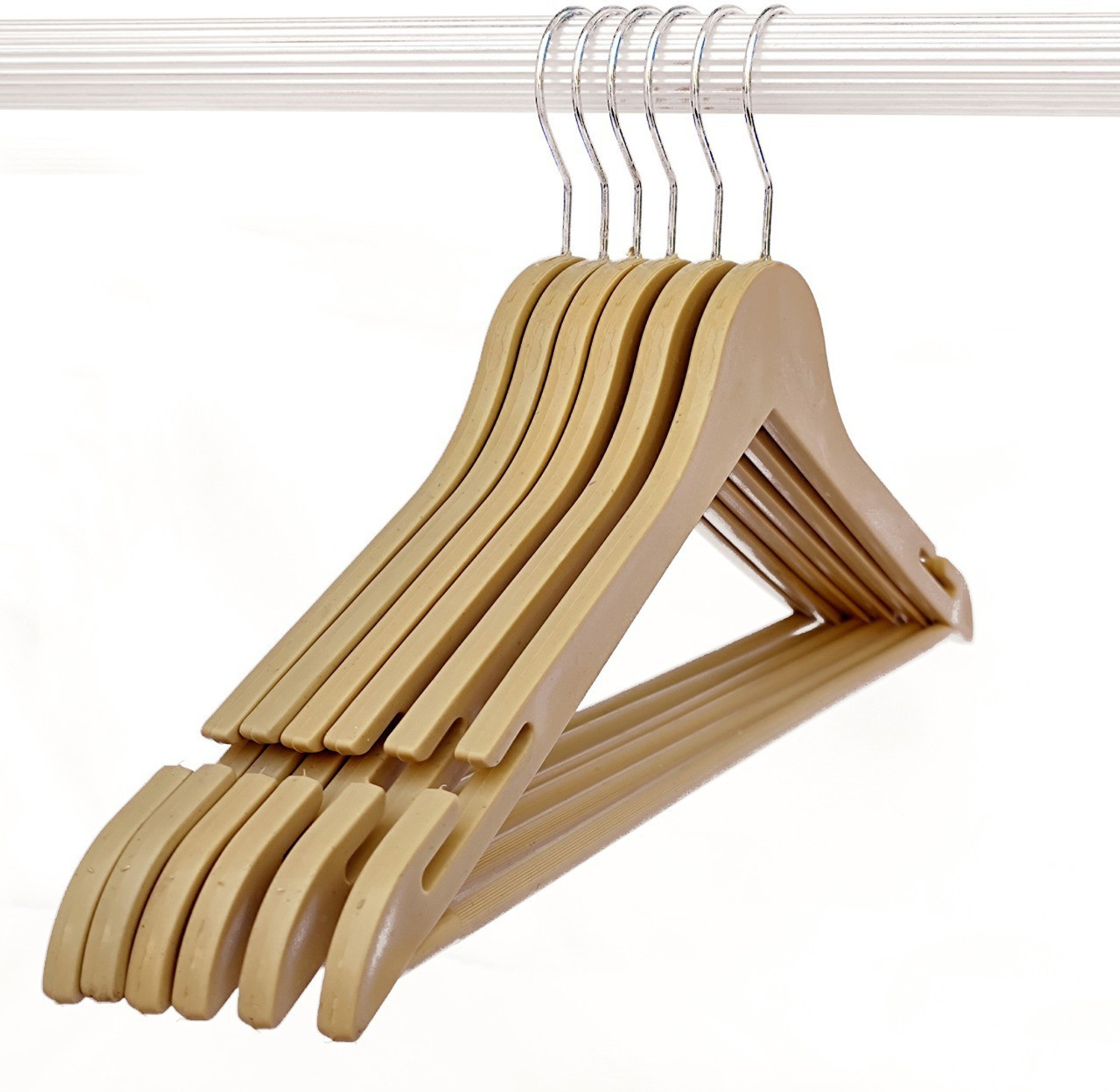 Image of connecticut Hangers with Non-Slip Bar and Precisely Cut 360 Degree Swivel (Cream 50 pcs ) Plastic Shirt Pack of 50 Hangers For Shirt