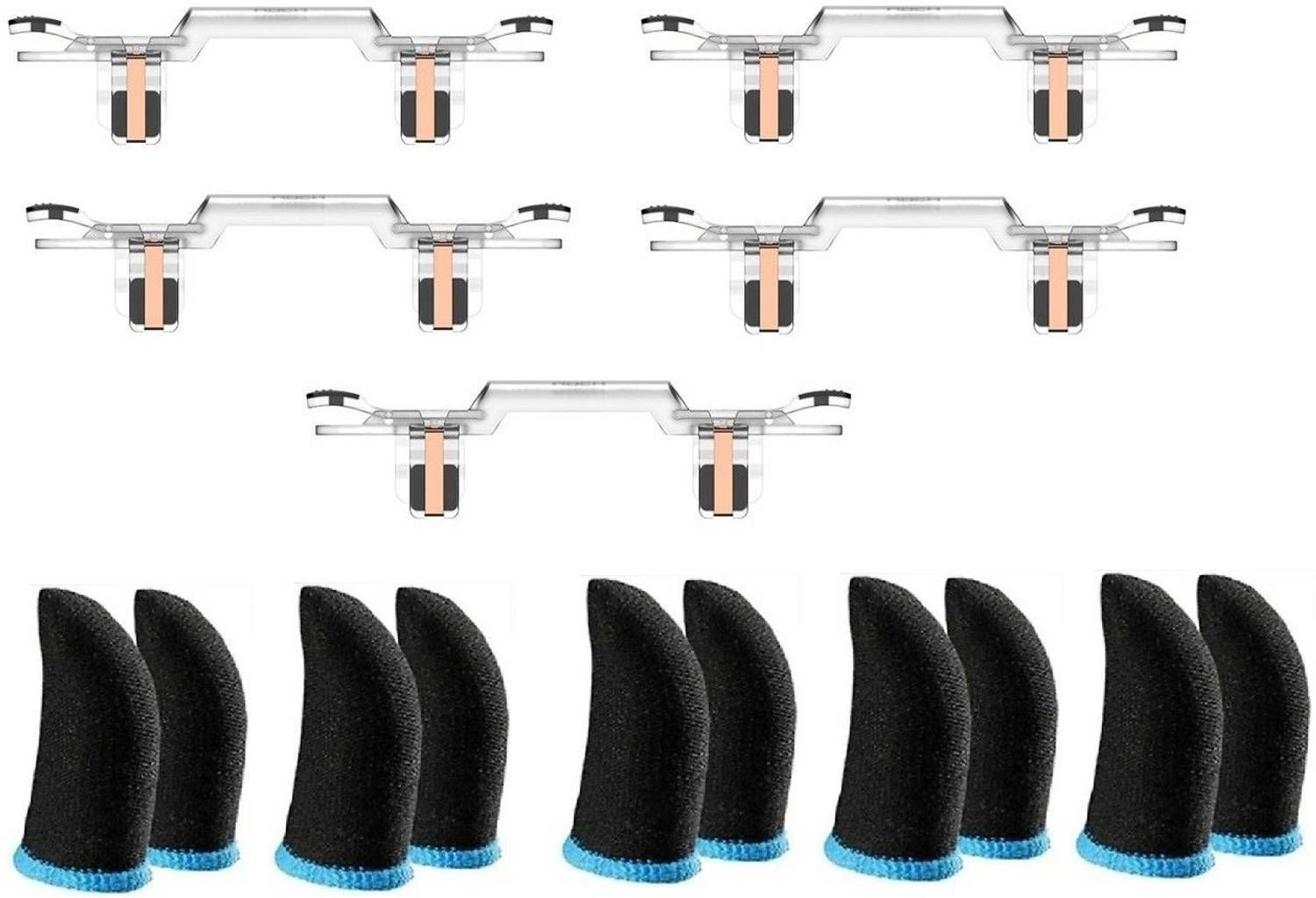 FKU [5PAIR] ROCK Mobile Game Controller Trigger Aim Button & [5PAIR] Finger sleeve  Joystick