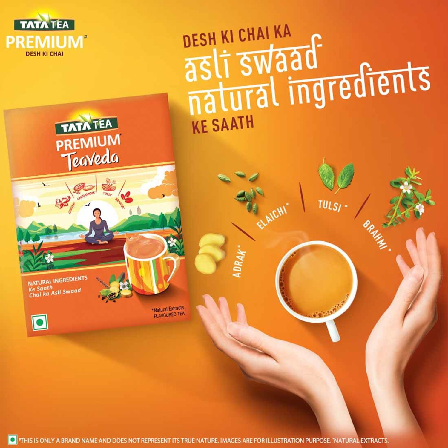 Image of Tata Tea Premium Teaveda Tulsi, Cardamom, Ginger Black Tea Box