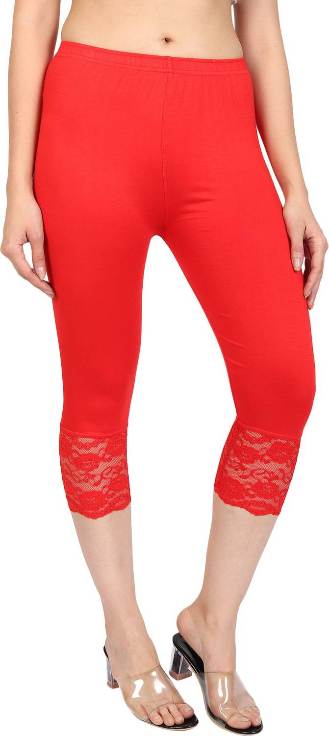 Boldpick Women Red Capri