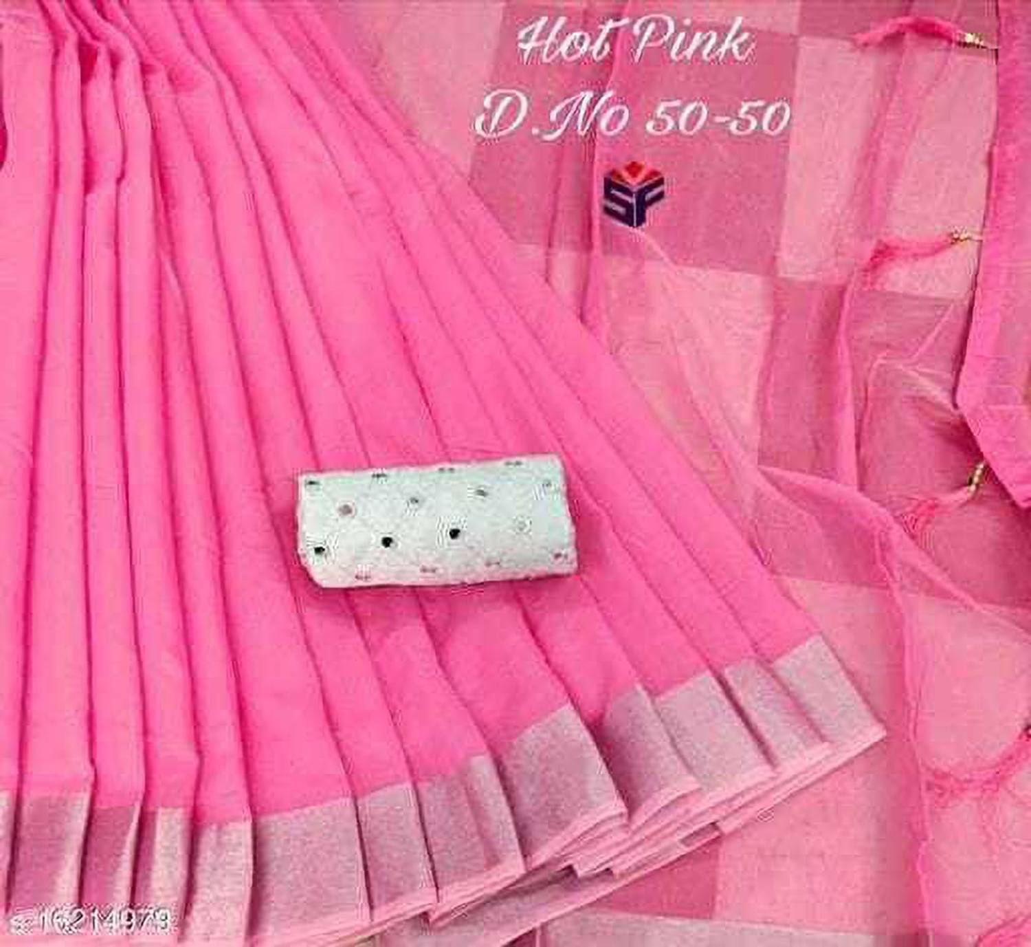ANKITFASHION Solid/Plain, Embellished Chanderi Cotton Blend Saree