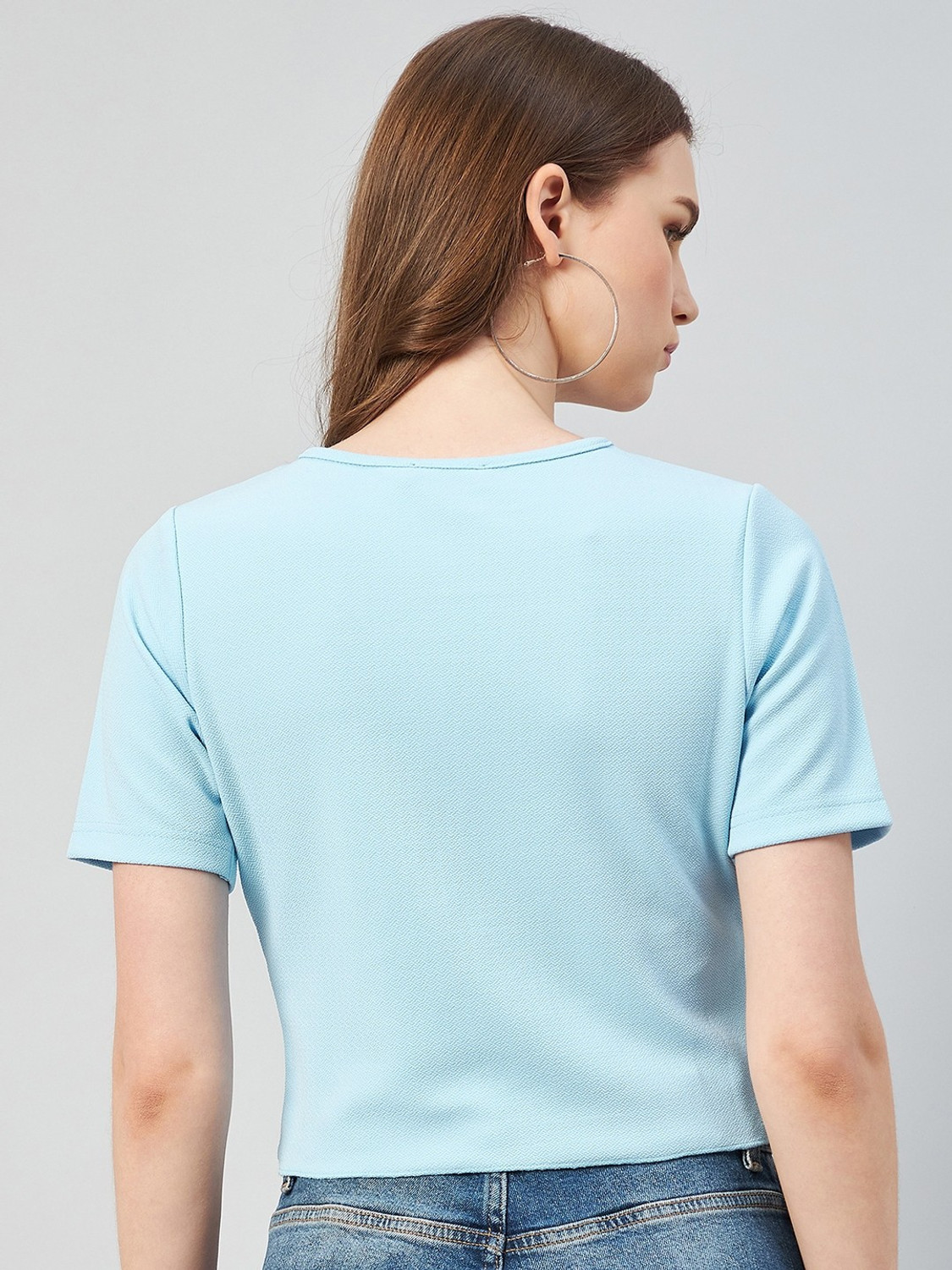 Image of RARE Casual Solid Women Light Blue Top