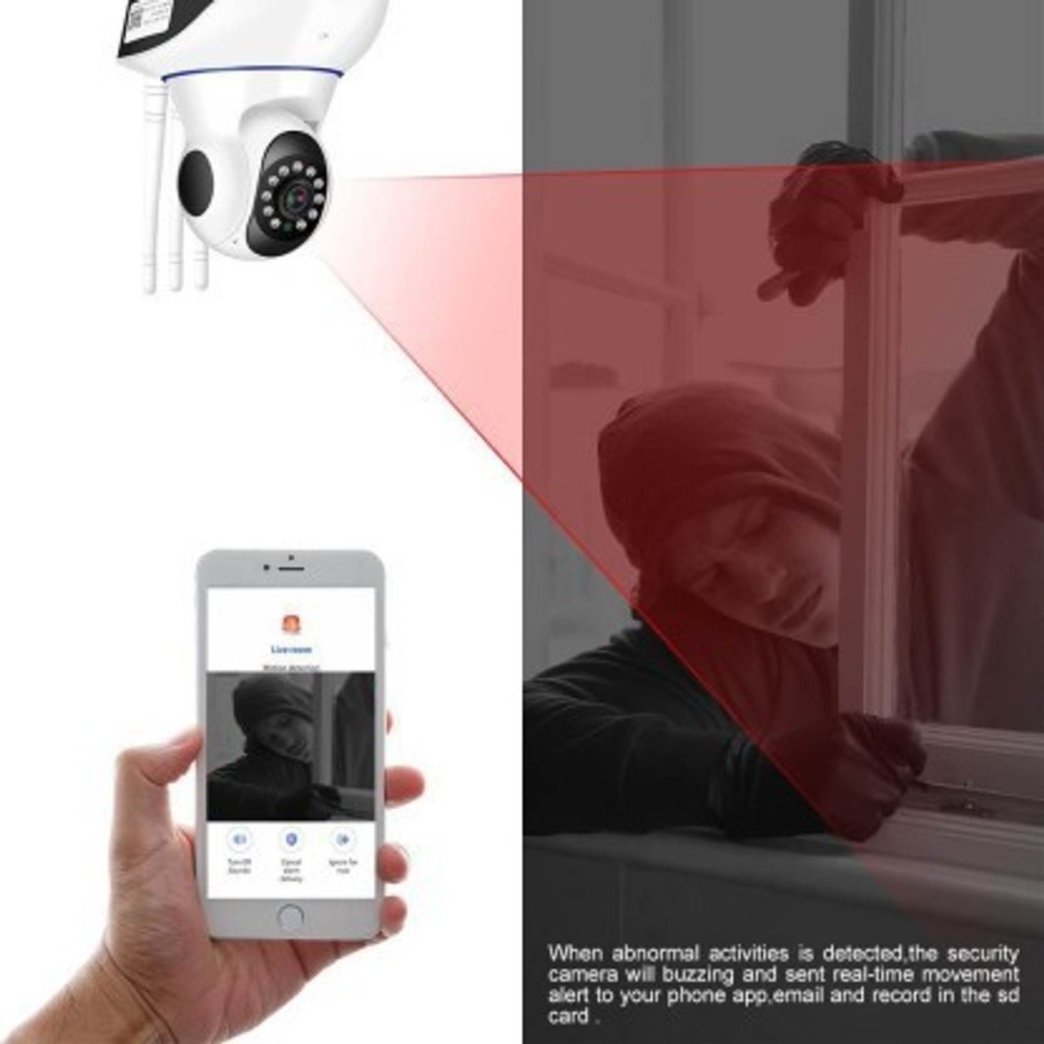 Image of SNARIOVSN V380 Pro HD 1080P Wireless WiFi with 2 Way Audio and Upto 64 GB SD Card Support Security Camera