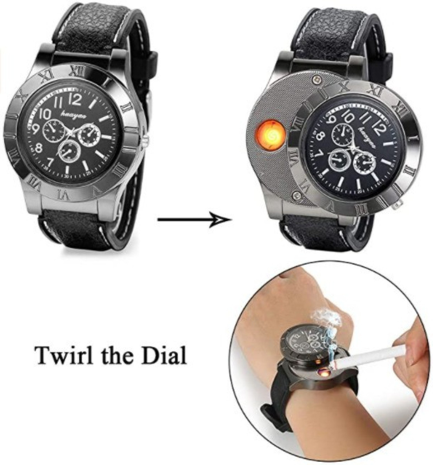 Image of RSS ENTERPRISES Unique Designer Wrist Watch for Men Novelty Flameless Windproof Watch Unique Designer Wrist Watch for Men Novelty Flameless Windproof Watch Cigarette Lighter