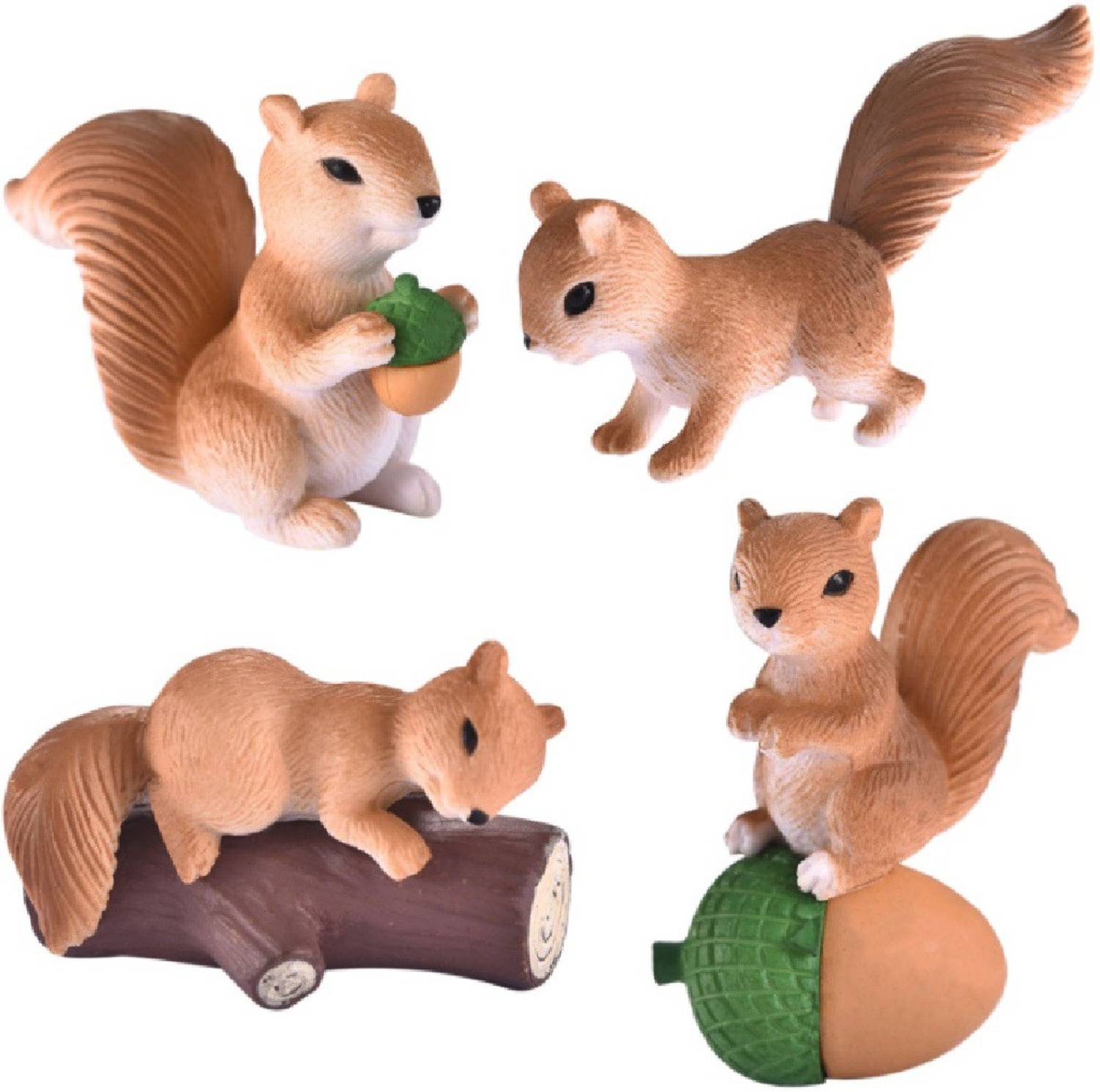 BHOOLU&GOOLU Cute Squirrel Family Animal Figurine - 4 Pcs Set ( Size : 3 - 5 cm) Decorative Showpiece  -  4.7 cm
